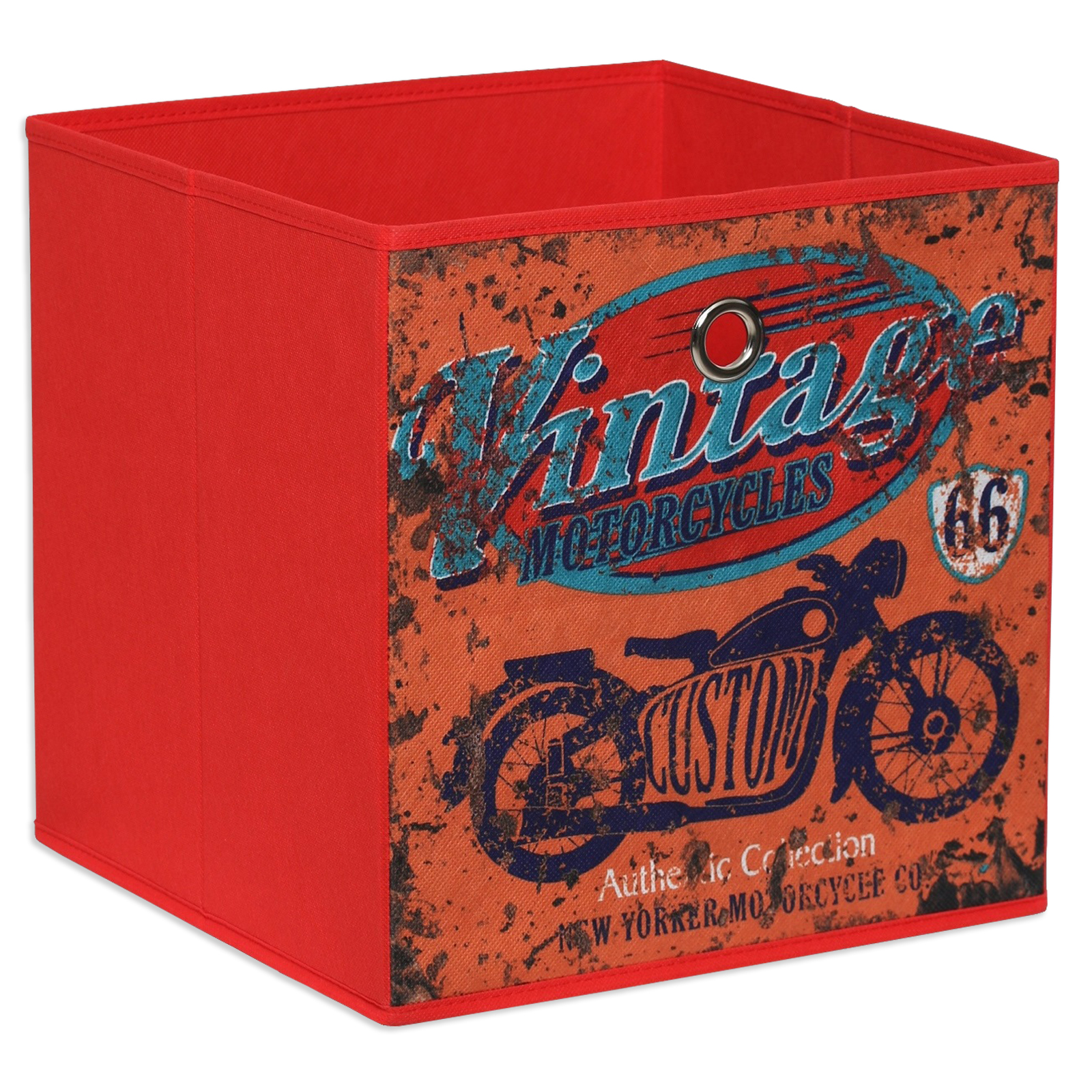 Aufbewahrungsbox - Motorrad - rot-bunt - 32x32 cm