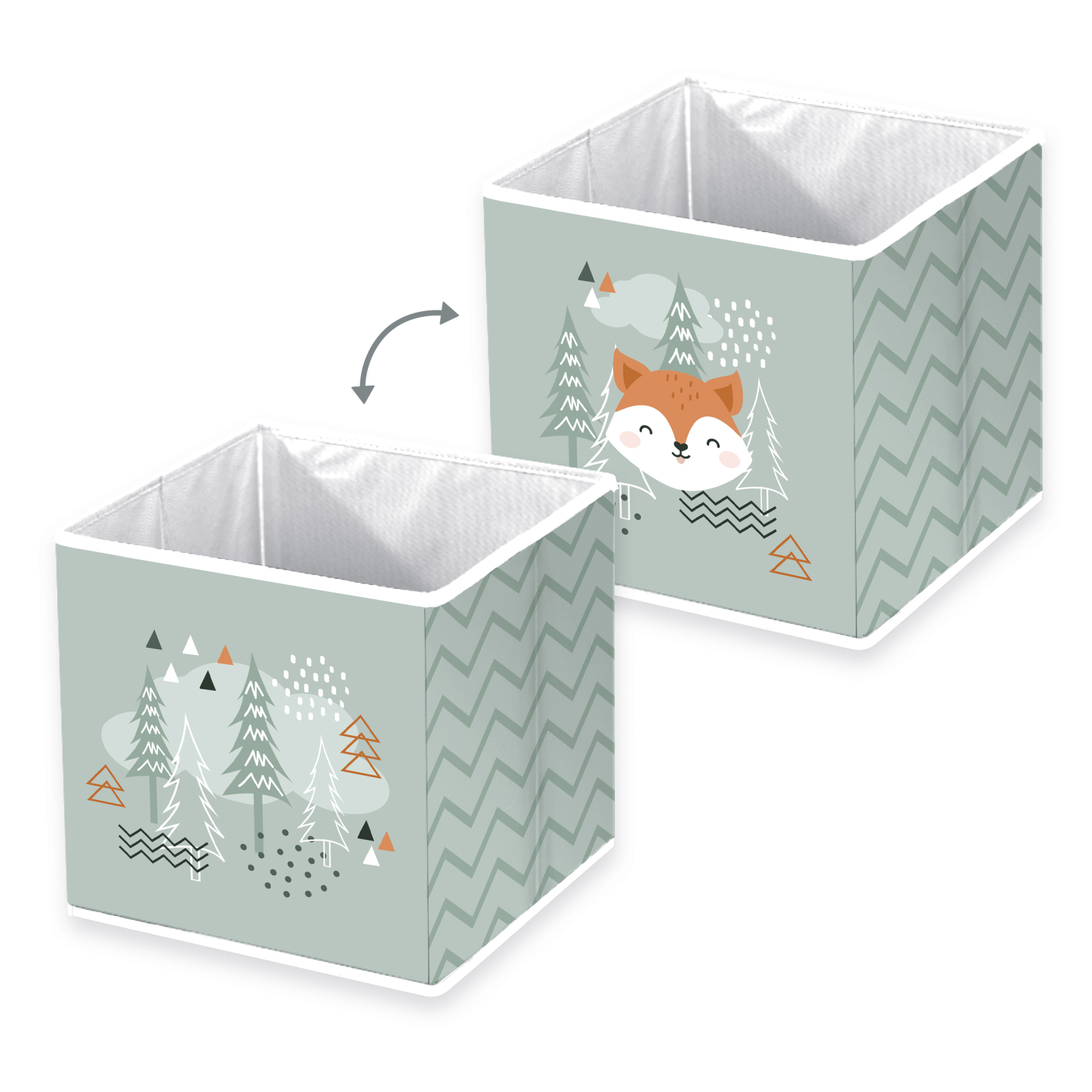 Aufbewahrungsbox NORDIC FOREST - grün - mit Wende-Motiv