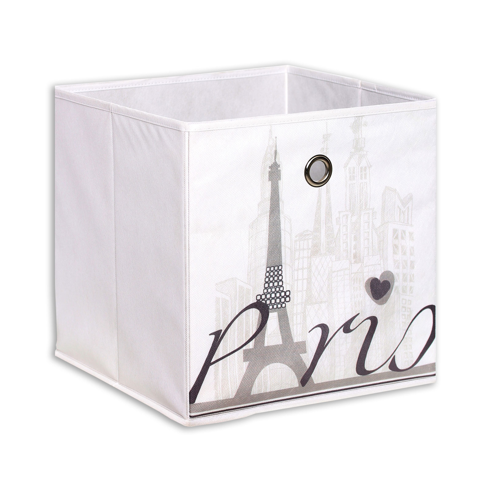 Aufbewahrungsbox - Paris - weiß - 32 x 32 x 32 cm