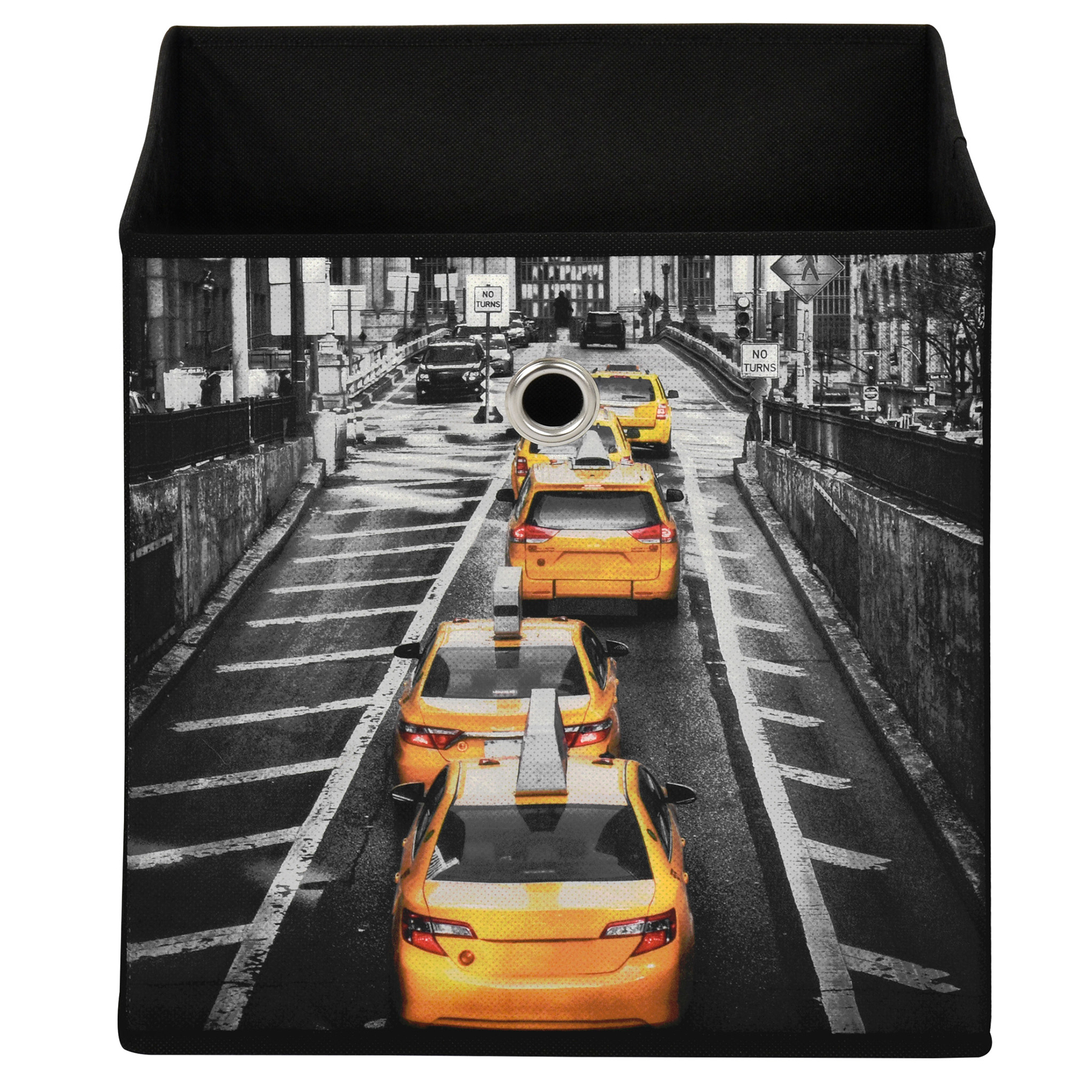Aufbewahrungsbox TAXI - schwarz - mit Metallöse - 32x32 cm