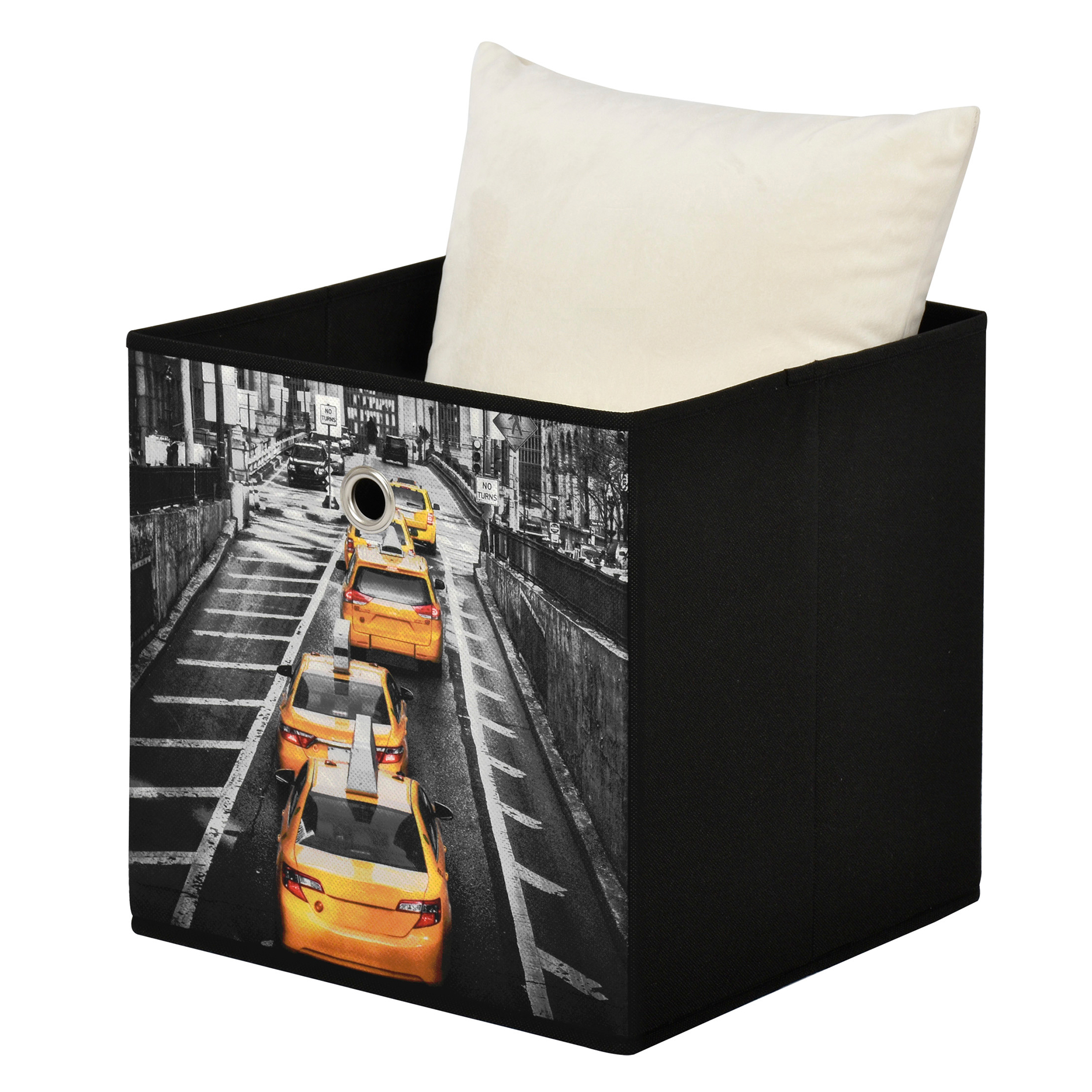 Aufbewahrungsbox TAXI - schwarz - mit Metallöse - 32x32 cm