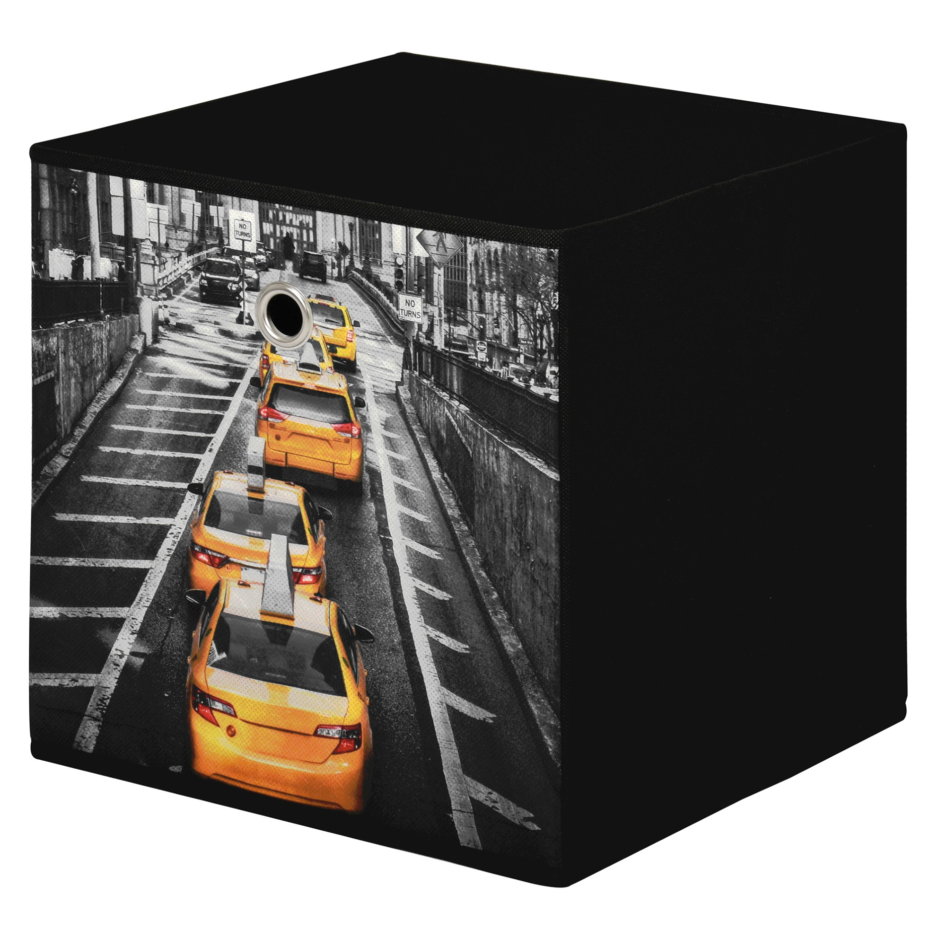 Aufbewahrungsbox TAXI - schwarz - mit Metallöse - 32x32 cm