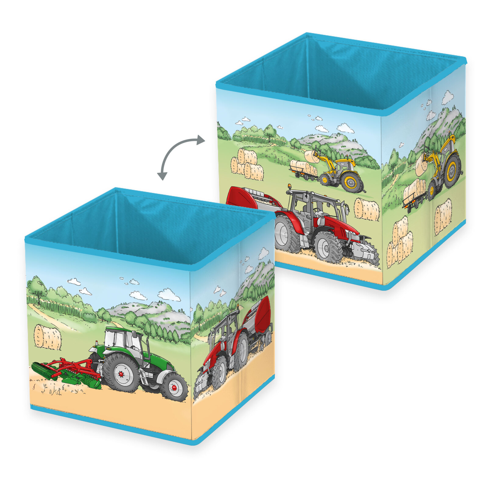 Aufbewahrungsbox TRAKTOR - bunt - mit Wende-Motiv