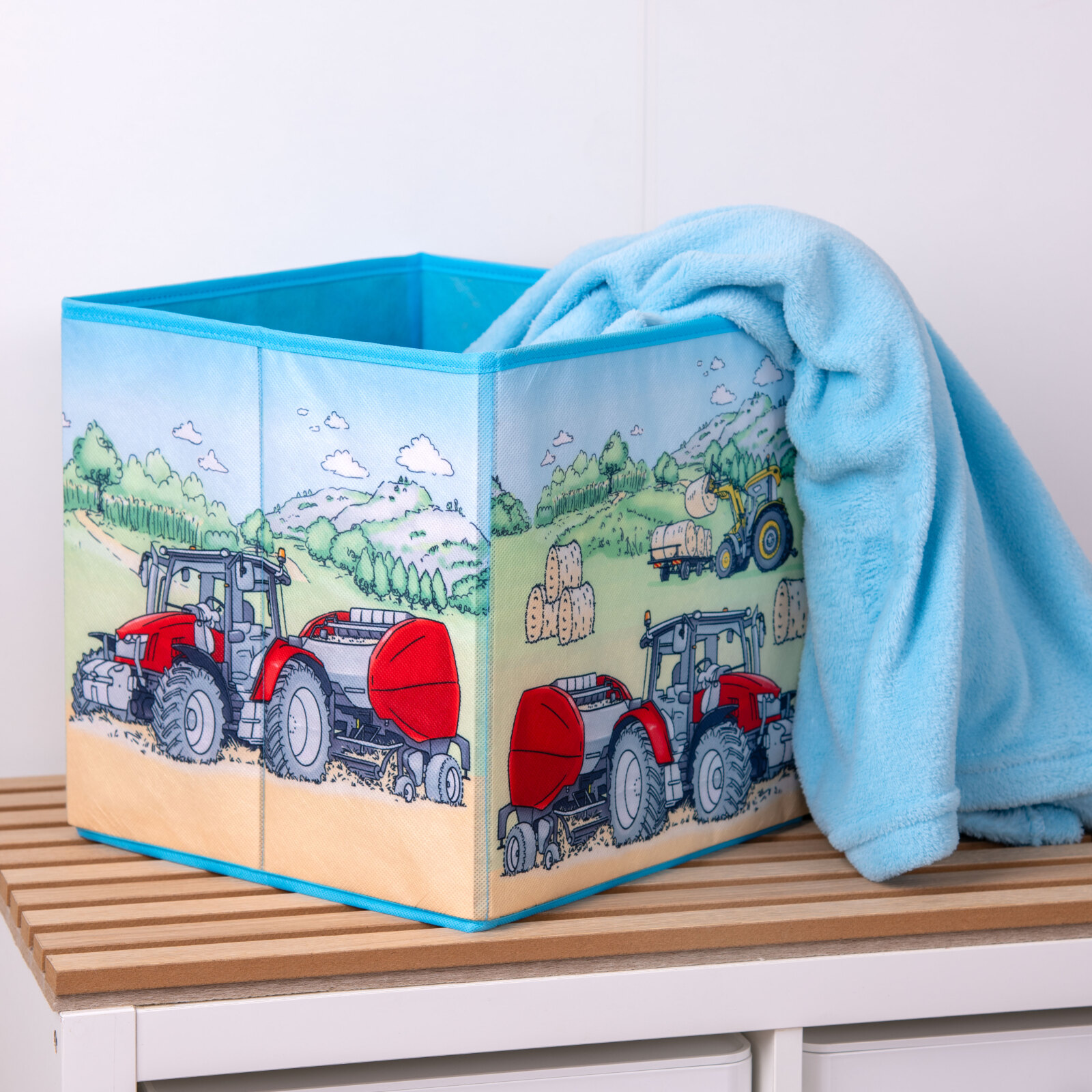 Aufbewahrungsbox TRAKTOR - bunt - mit Wende-Motiv