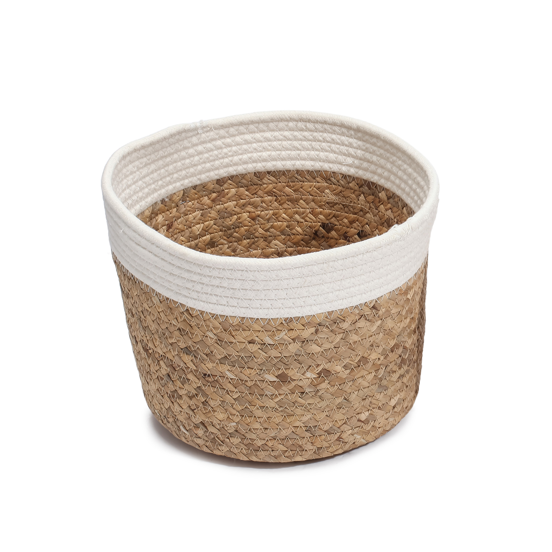 Aufbewahrungskorb - natur-weiß - Wasserhyazinthe - Ø 27 cm