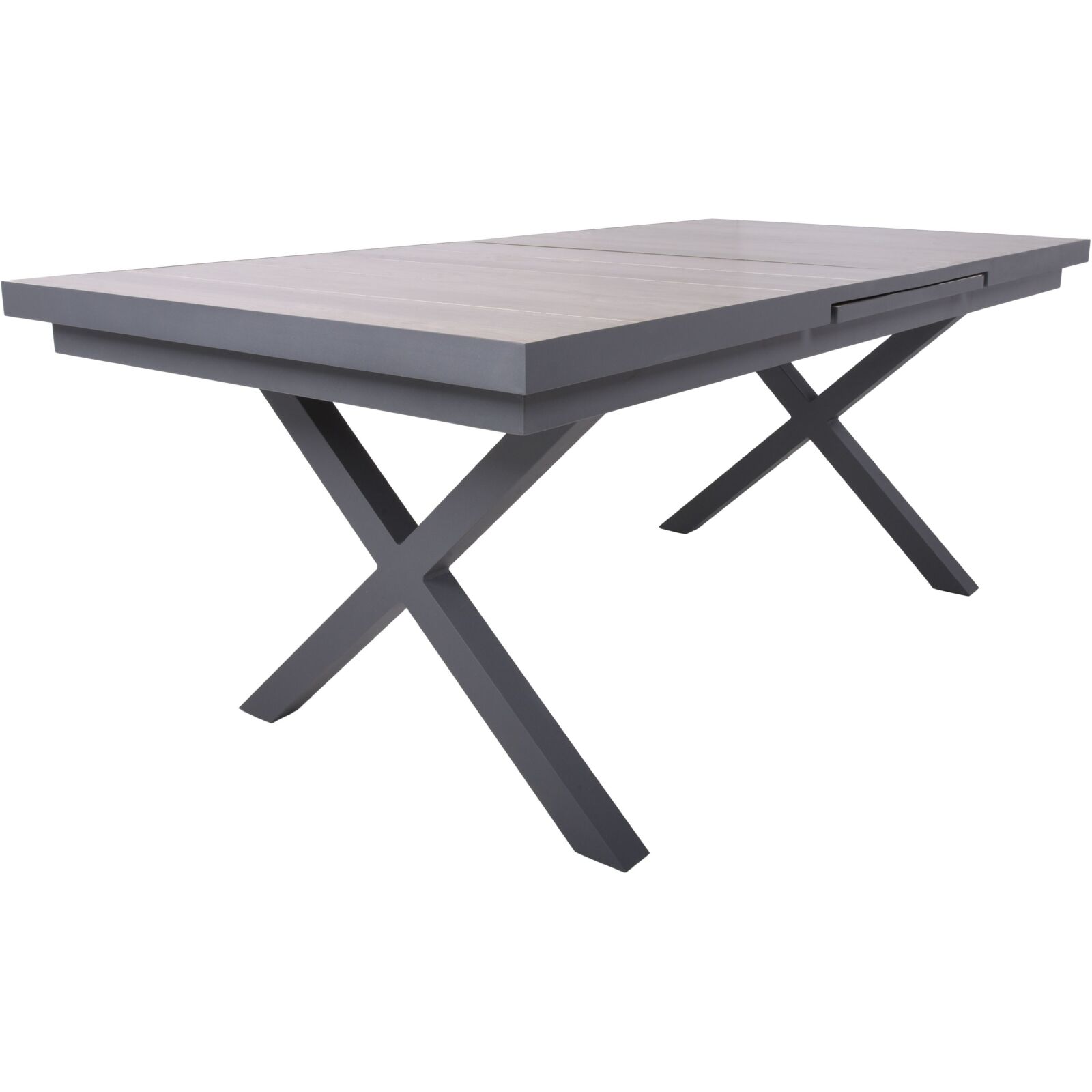 Ausziehtisch AMELIA - dunkelgrau-Eiche - Aluminium
