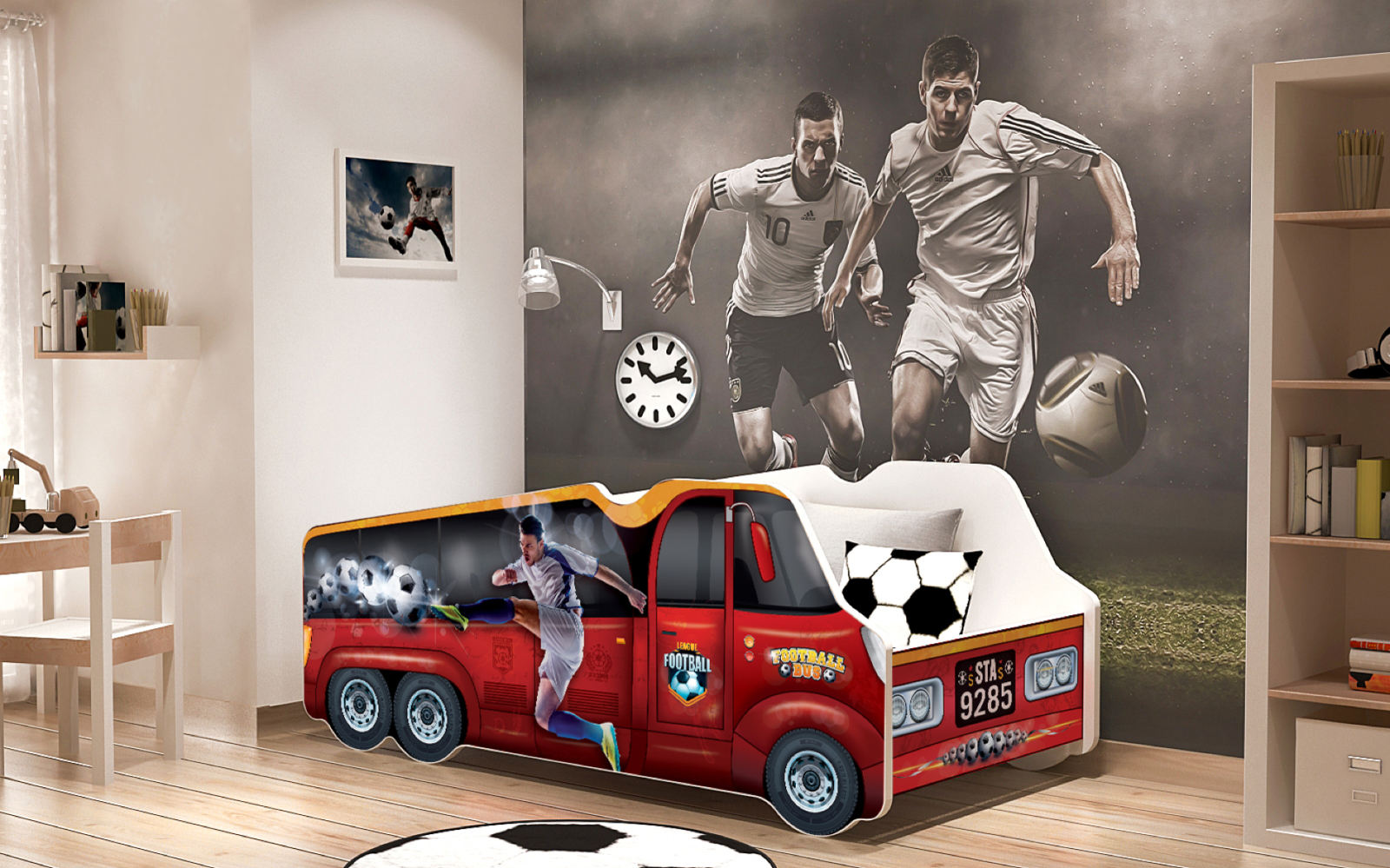 Autobett LKW Fußball - rot - 70x140 cm