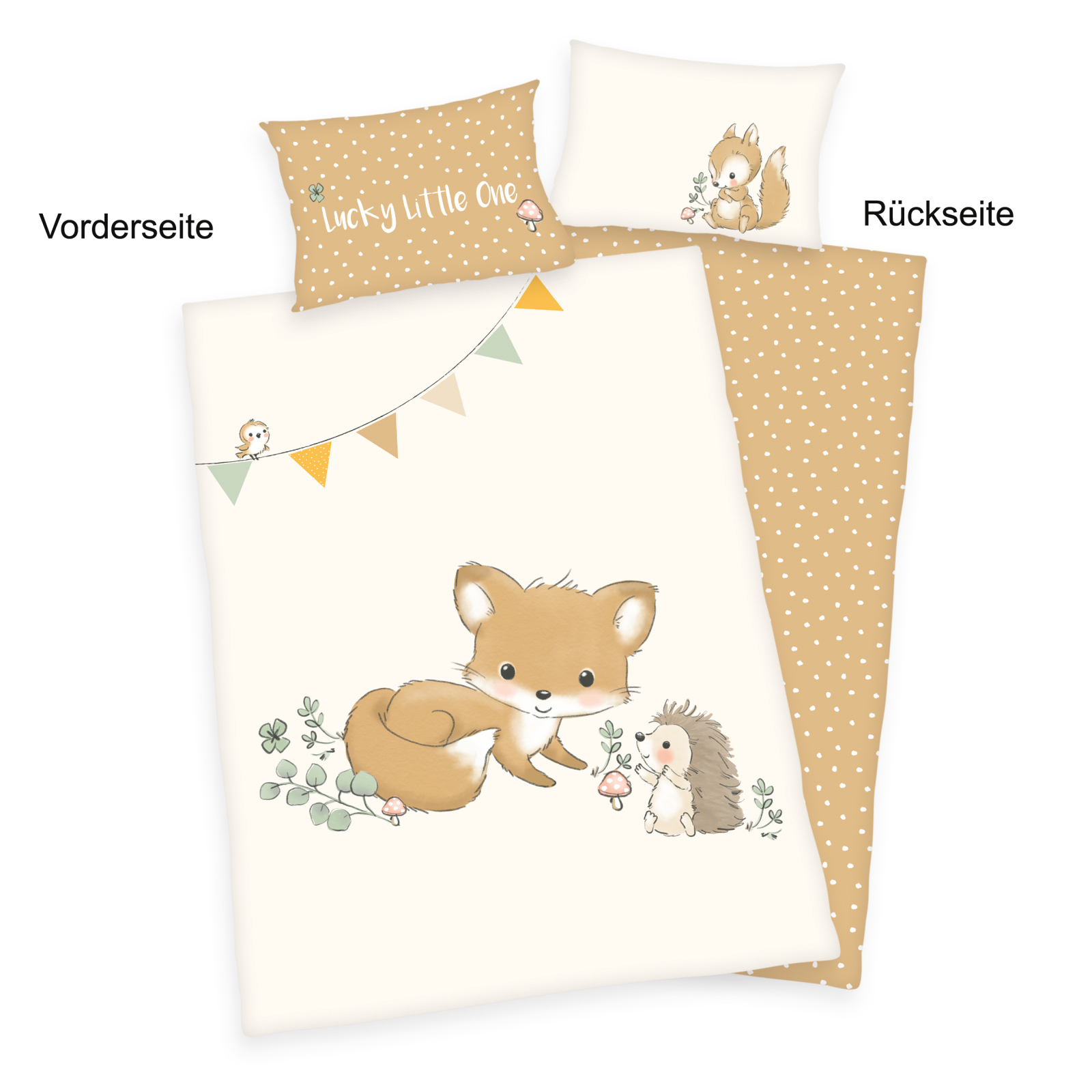 Baby-Bettwäsche WALDFREUNDE - weiß-beige - 100x135 cm