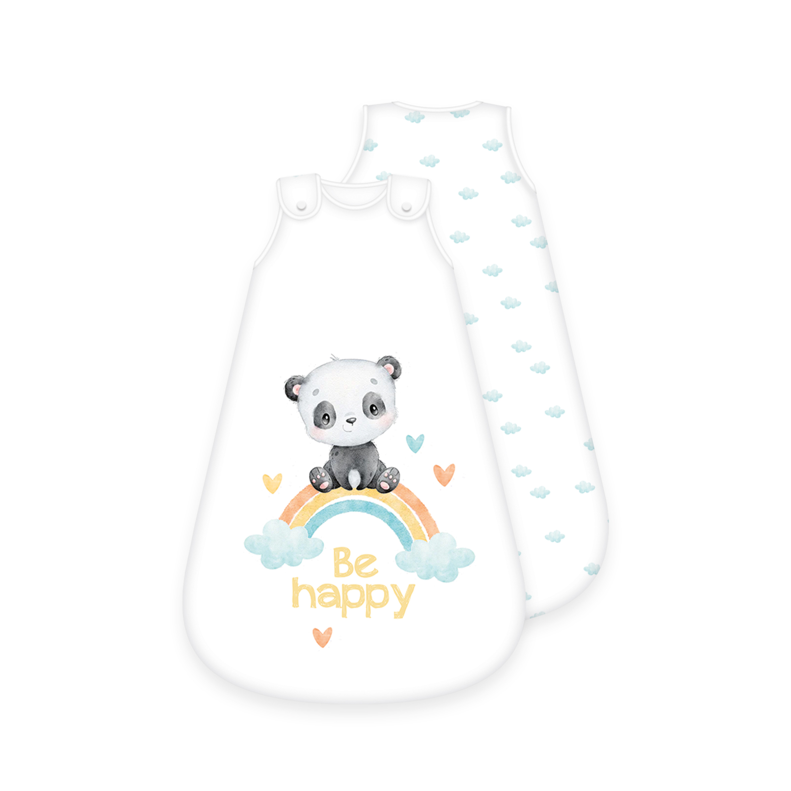 Baby-Schlafsack REGENBOGEN PANDA - weiß-bunt - 70x45 cm
