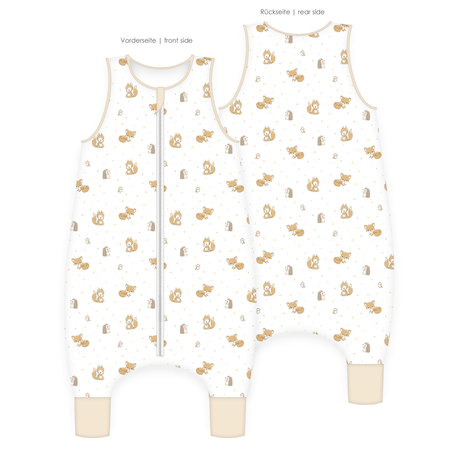 babybest Baby-Schlafoverall WALDFREUNDE - biege-weiß - Gr. 70