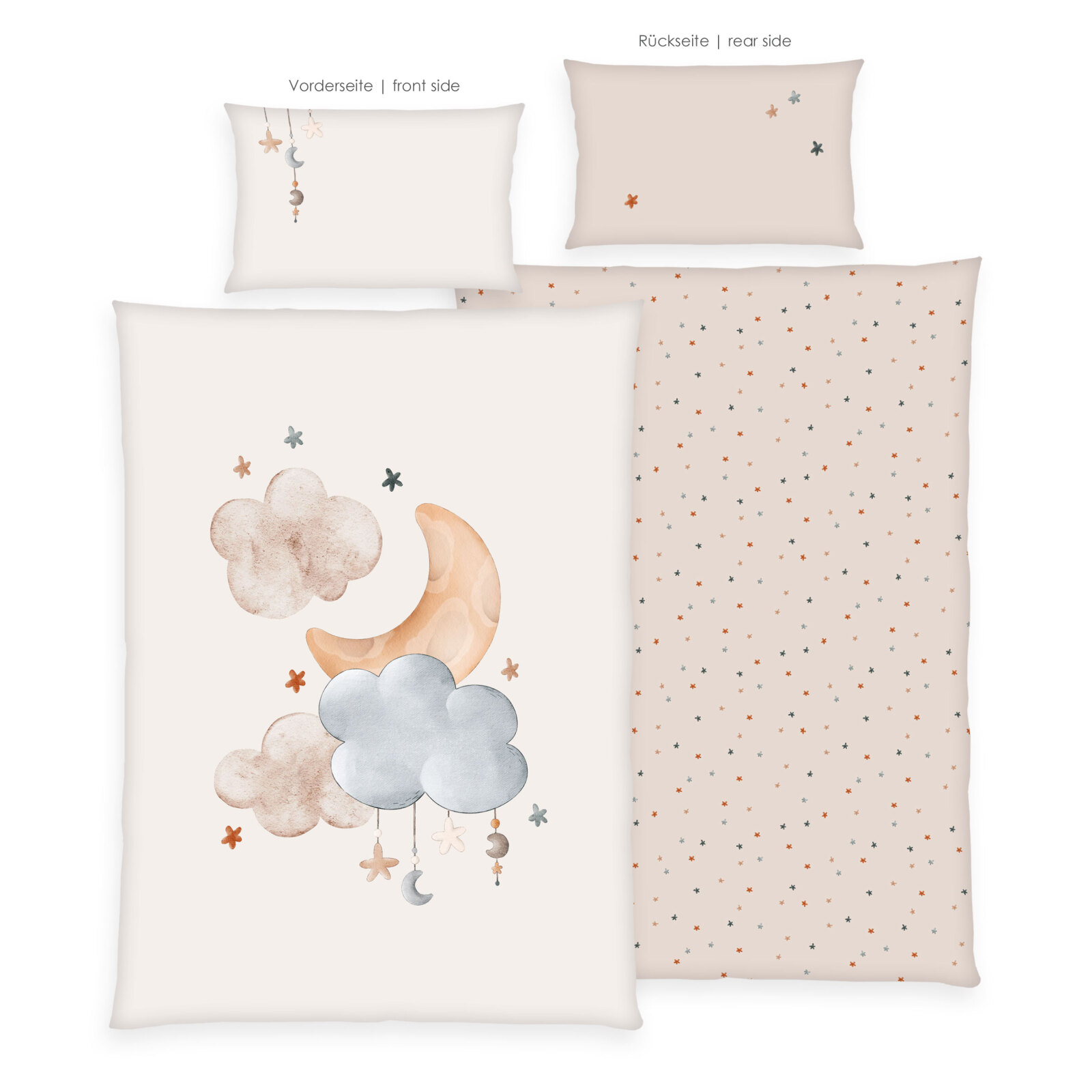 babybest Renforcé-Bettwäsche MOON AND STARS - beige-braun - 100x135 cm