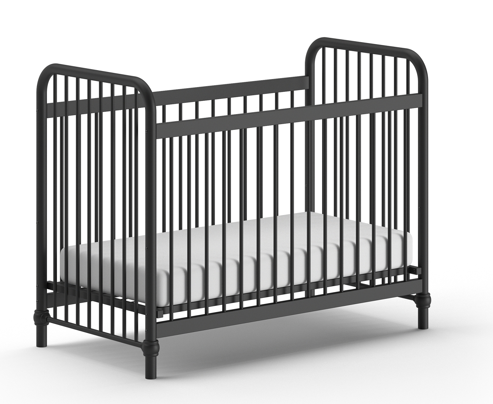 Babybett BRONXX - schwarz matt - Metall - 60x120 cm