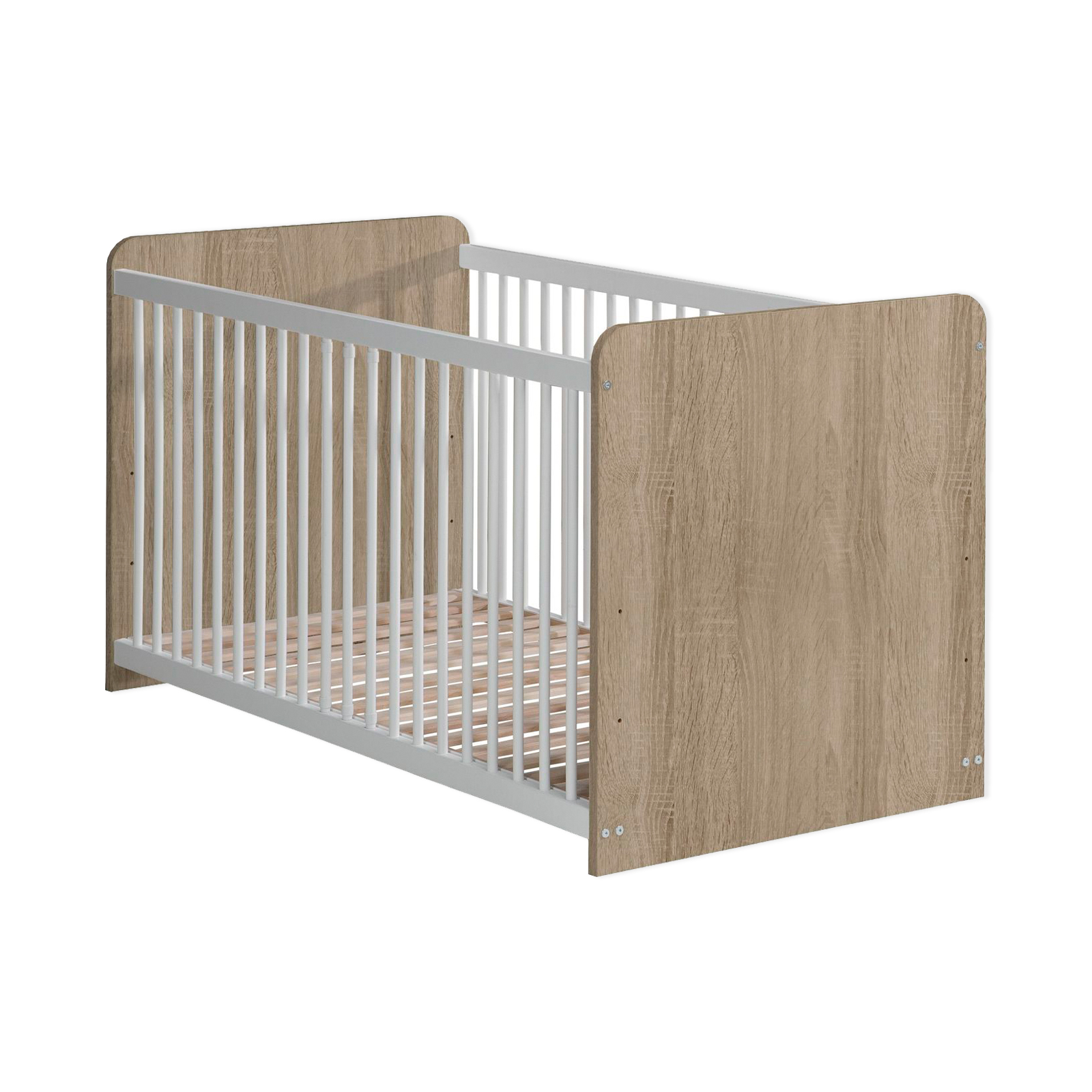 Babybett - Sonoma Eiche - weiß - Lattenrost - 70x140 cm