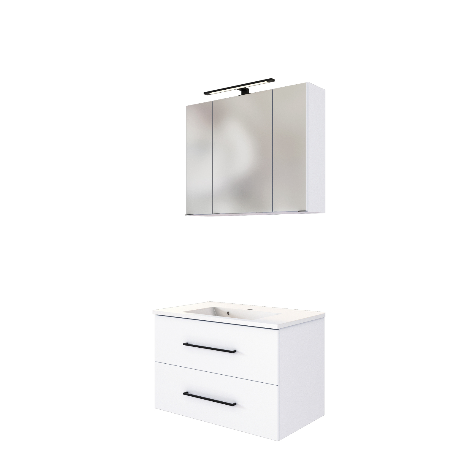 Badmöbel-Set LUZERN- weiß - mit Beleuchtung - 80 cm breit