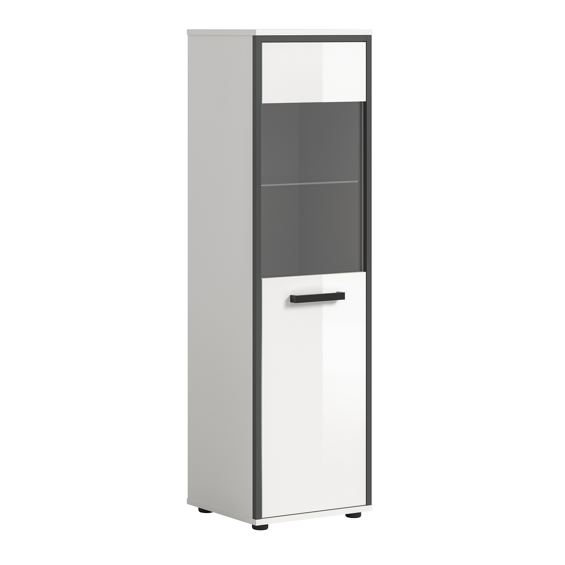 Badschrank KOJAK - weiß Hochglanz - 139 cm hoch