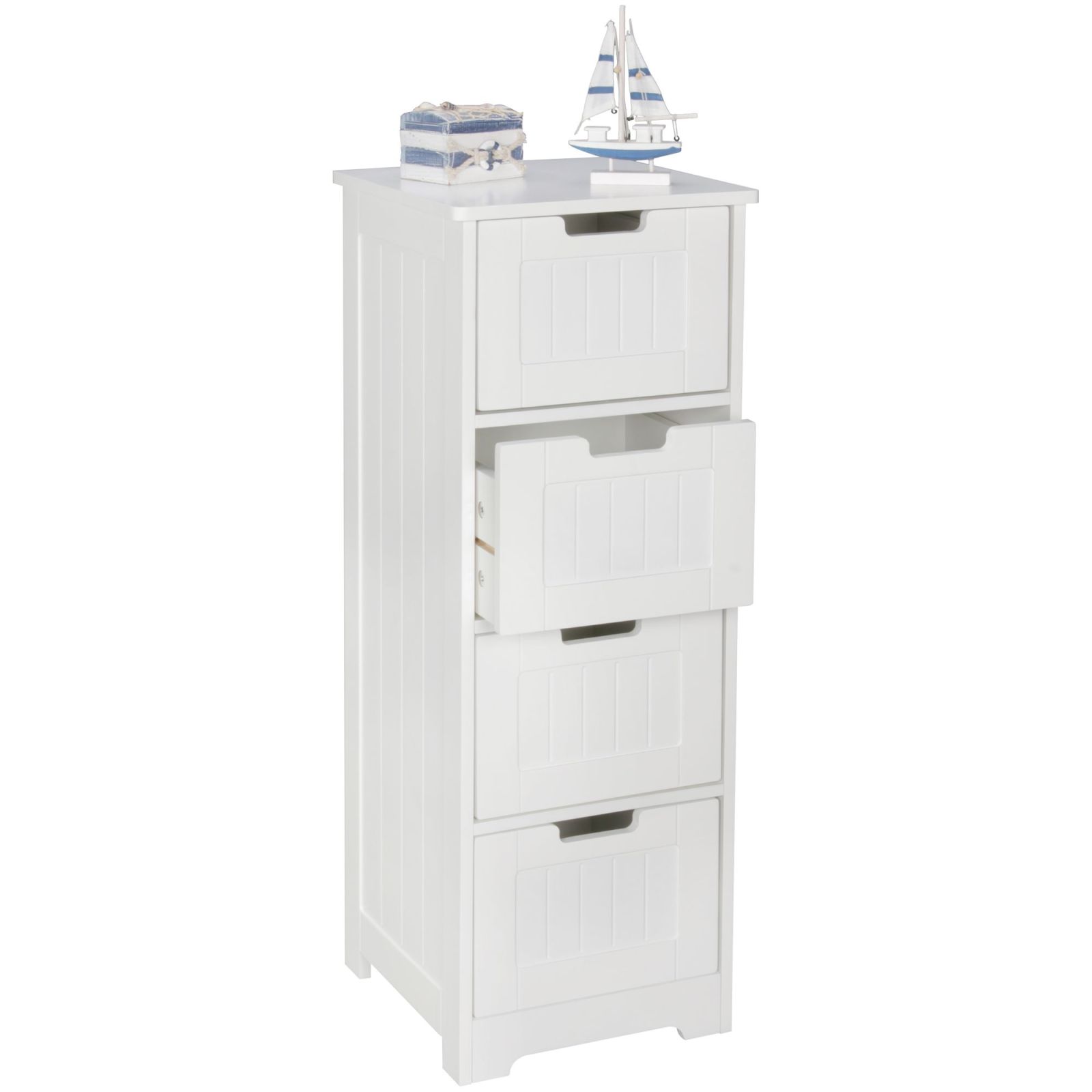 Badschrank - weiß - 4 Schubladen - 30x83 cm