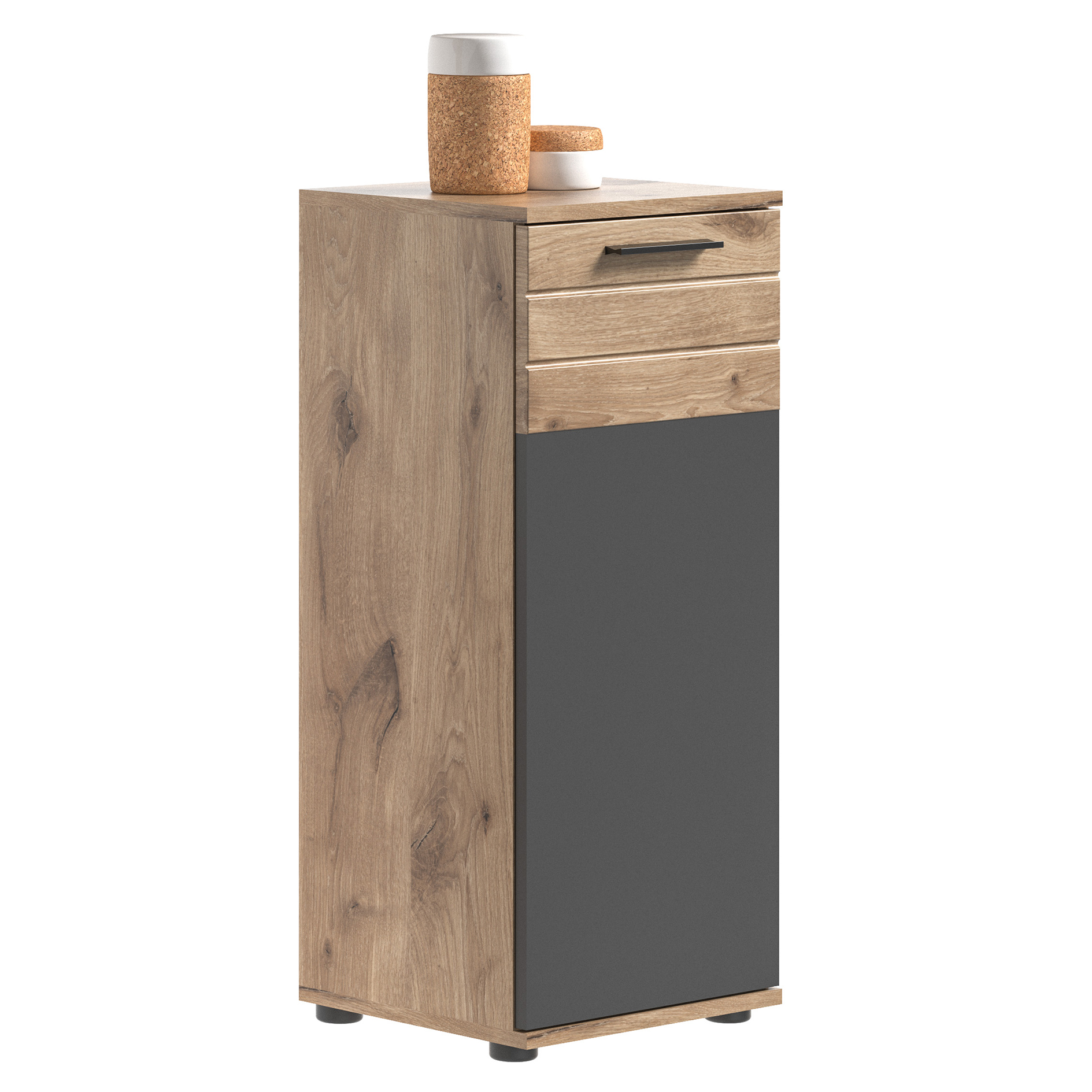 Badstandschrank MASON - Nox Oak - Basalt grau - 37 cm