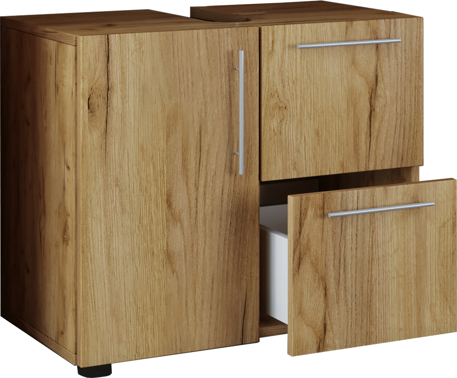 Badunterschrank FLANDU - Honig Eiche - 61 cm breit