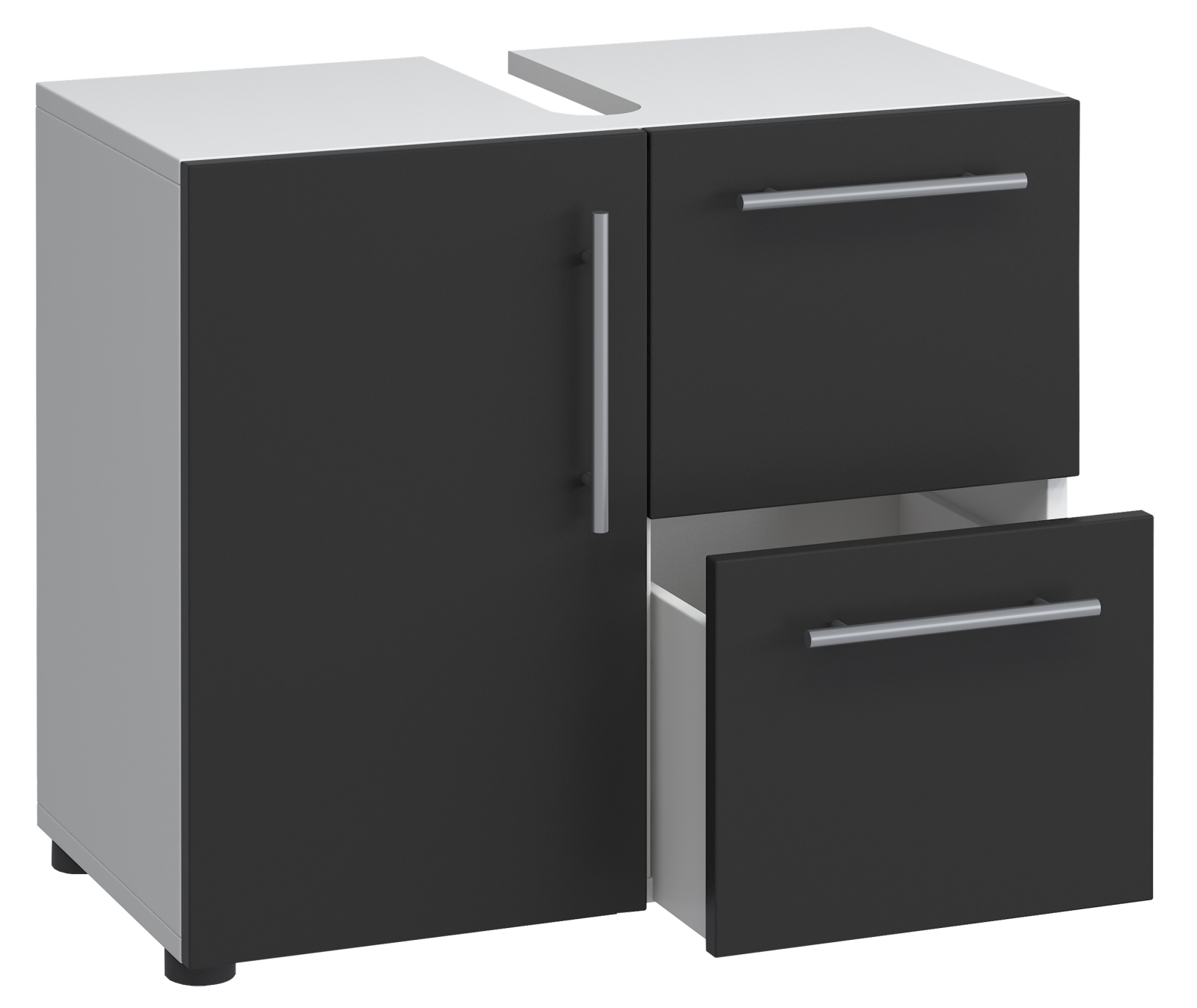Badunterschrank FLANDU - schwarz-weiß - 61 cm breit