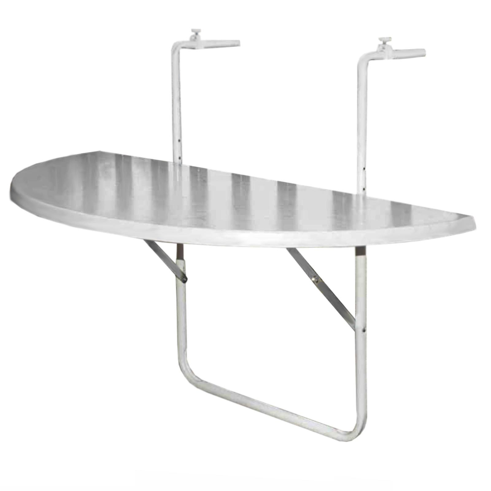Balkonhängetisch - weiß - halbrund - 100x50 cm