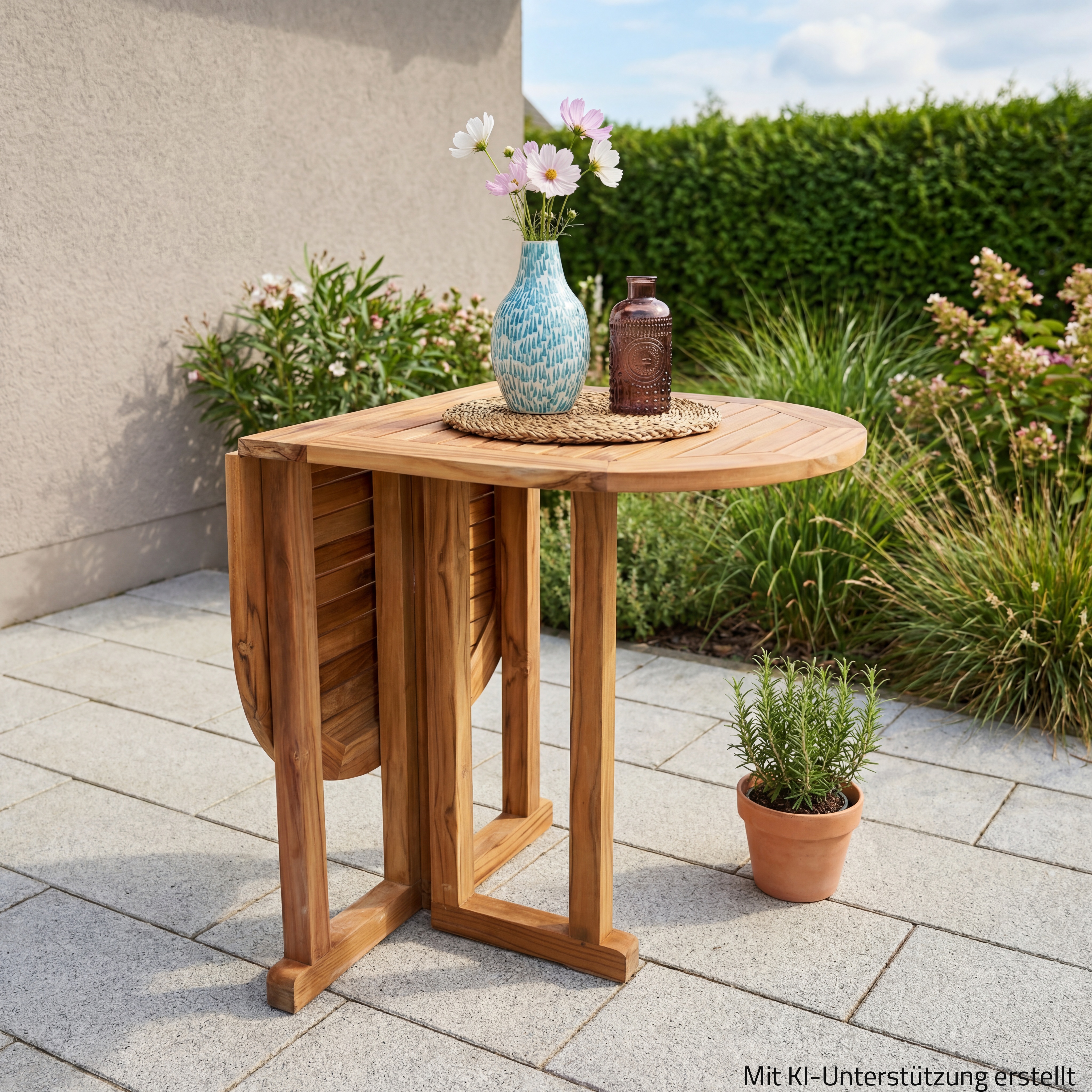 Balkontisch SOLO - Teak Massivholz - klappbar