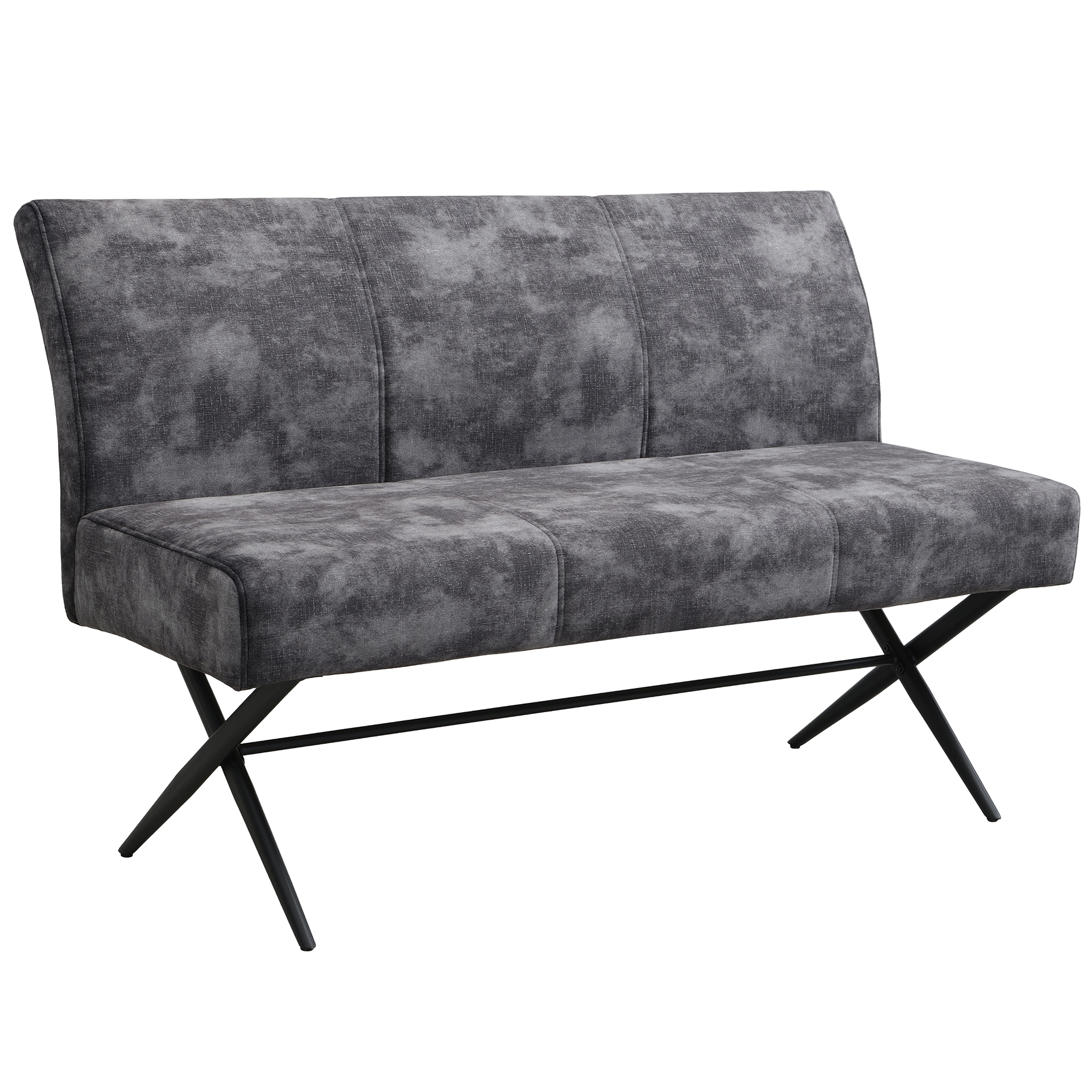 Bank - anthrazit - Vintage Velvet - Federkorb - 140 cm