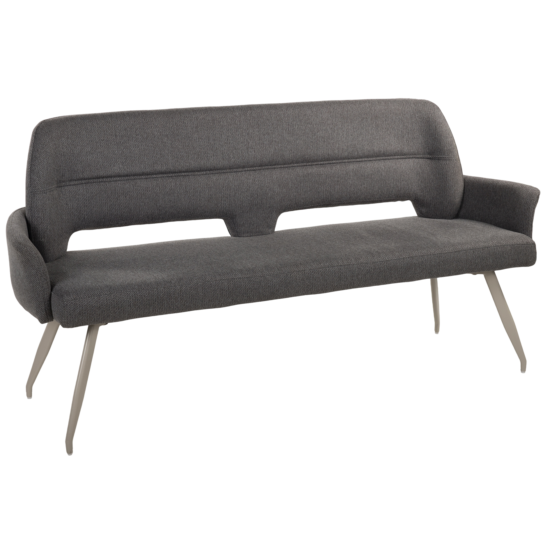 Bank - anthrazit - Webstoff - Metallgestell - 182 cm breit