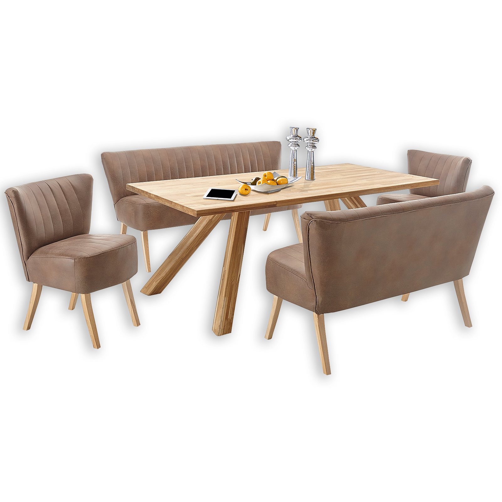 Bank - hellbraun - Massivholz - 182 cm