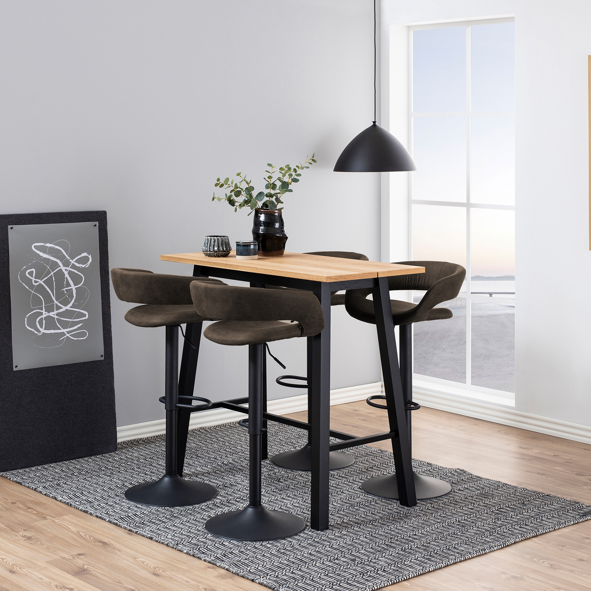 Barhocker - anthrazit-braun - höhenverstellbar