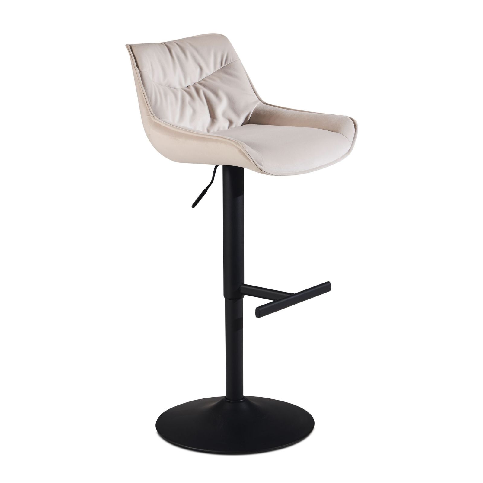 Barhocker - beige - Samt - höhenverstellbar
