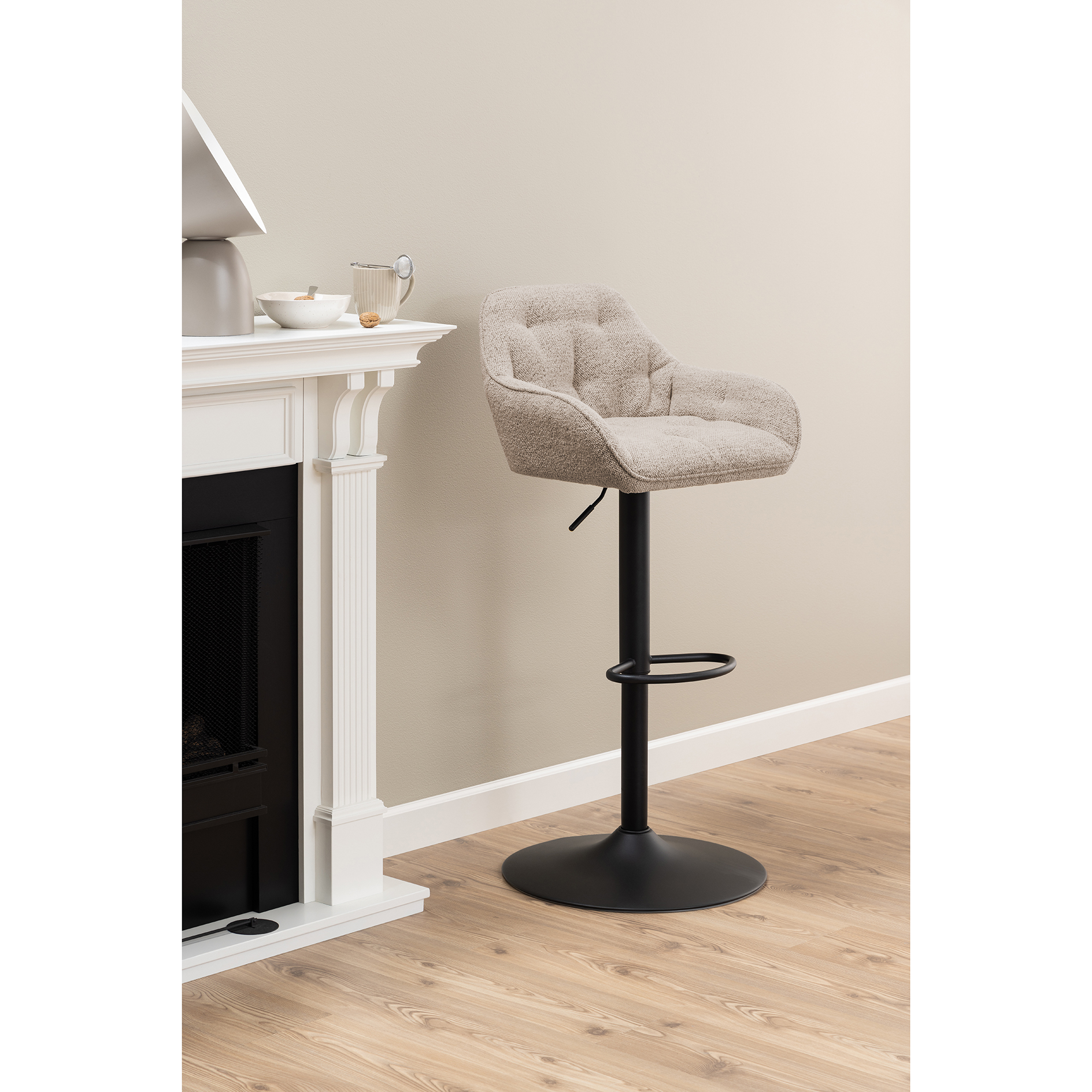 Barhocker BROOKE - beige - höhenverstellbar
