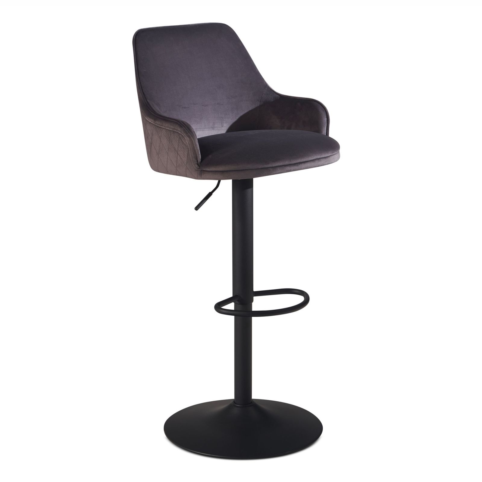 Barhocker - grau - Samt - drehbar - höhenverstellbar