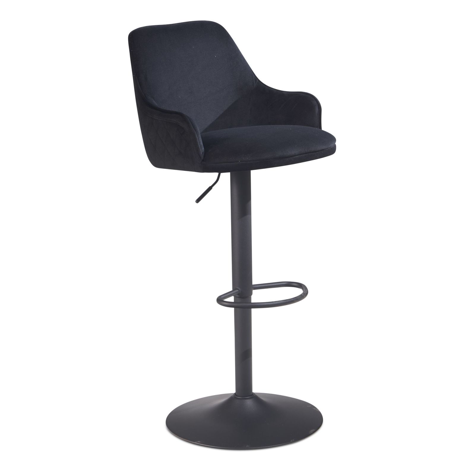 Barhocker - schwarz - Samt - drehbar - höhenverstellbar