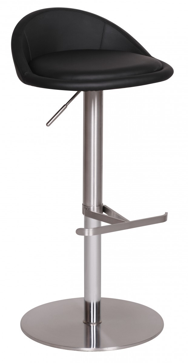 Barhocker - schwarz-silber - Edelstahl-Kunstleder - höhenverstellbar