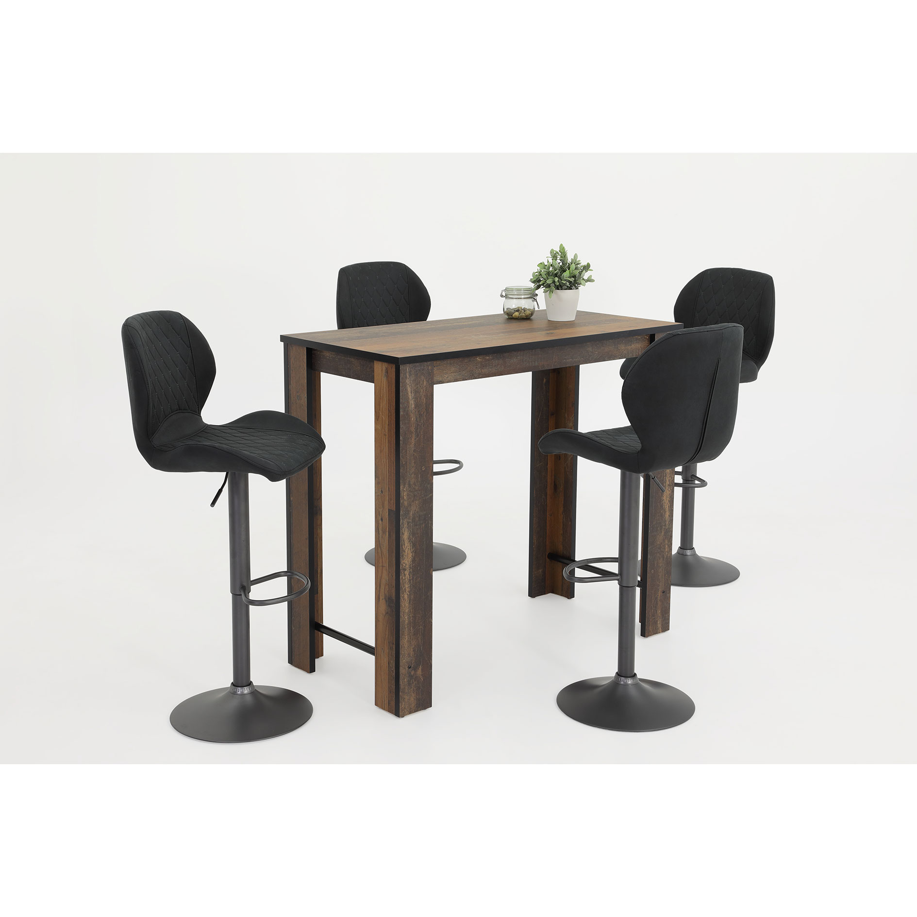Barhocker - Vintage anthrazit-grau - Microfaser - höhenverstellbar