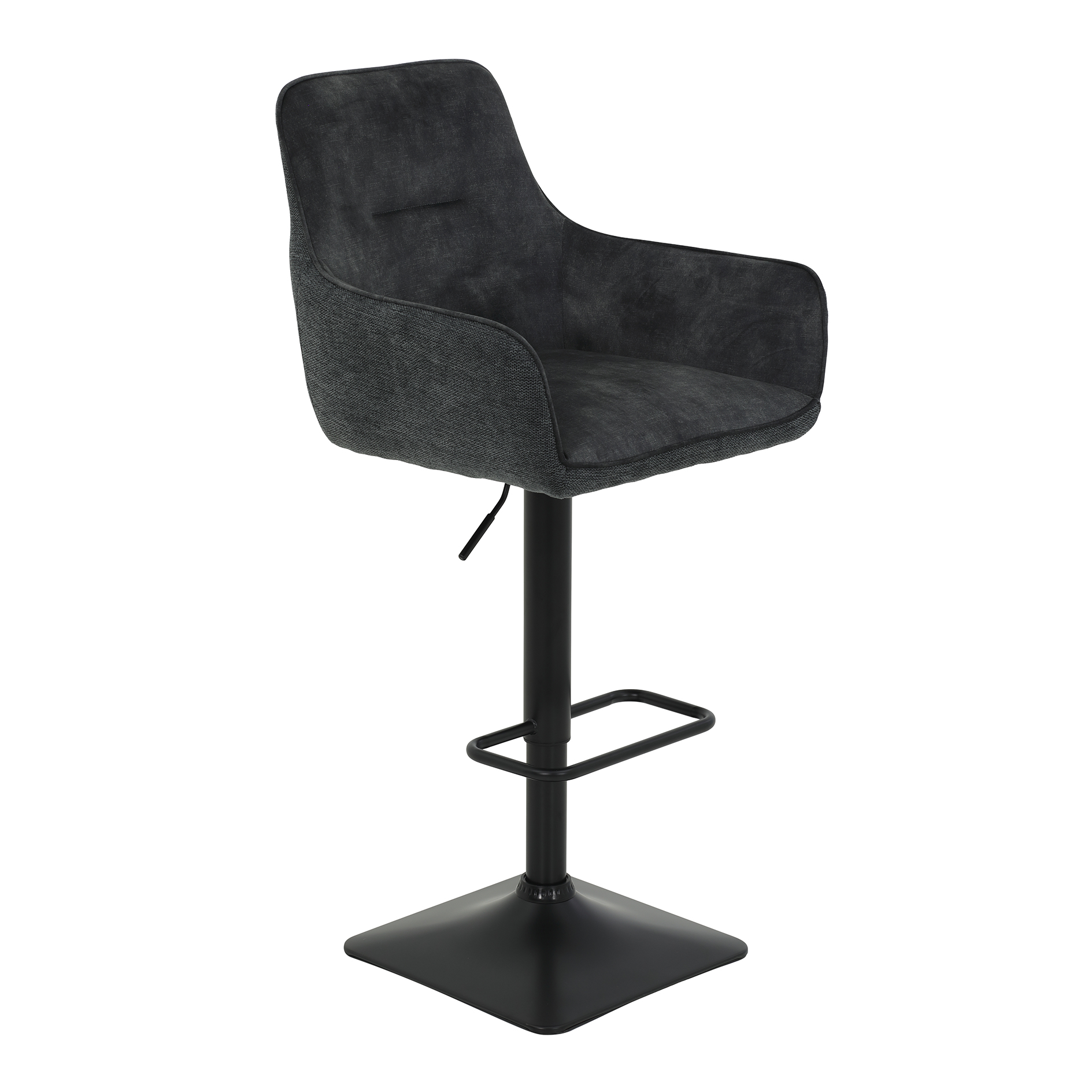 Barhocker - Vintage anthrazit-schwarz - Samtvelour-Webstoff - drehbar