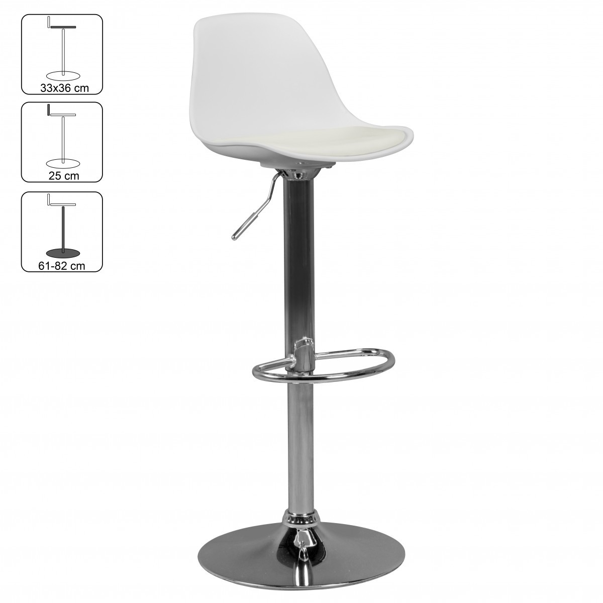 Barhocker - weiß - Lederoptik