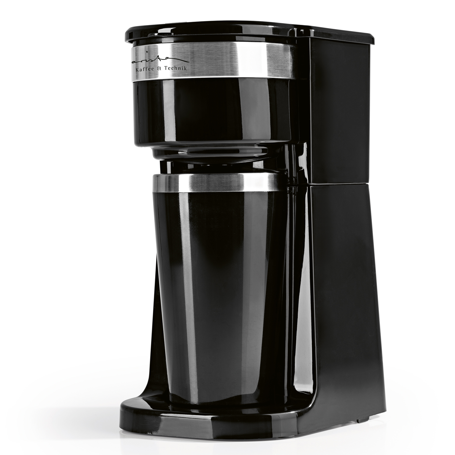 BARISTA Single-Kaffeemaschine 15240 - schwarz-silber - mit To-go-Becher