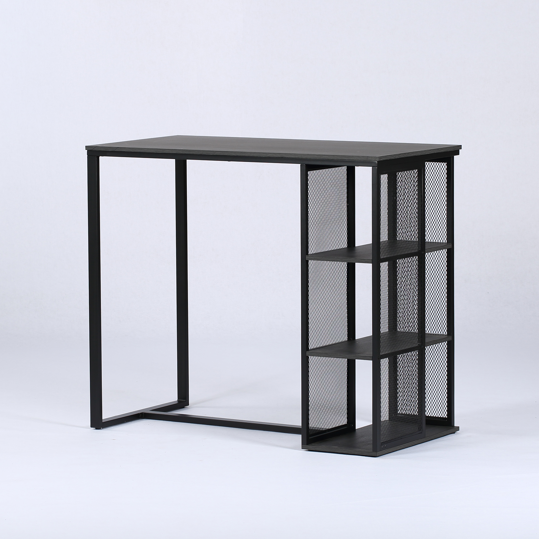 Bartisch - Eiche-dunkelgrau - mit Regal - 120x60 cm