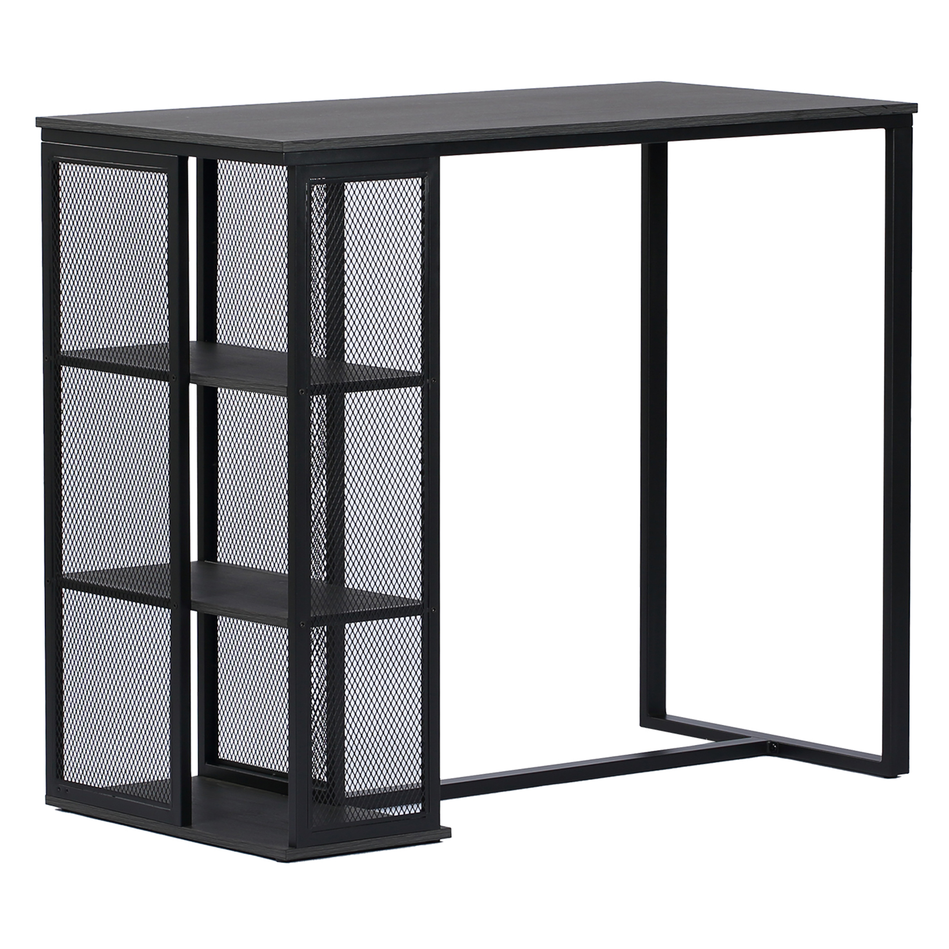 Bartisch - Eiche-dunkelgrau - mit Regal - 120x60 cm