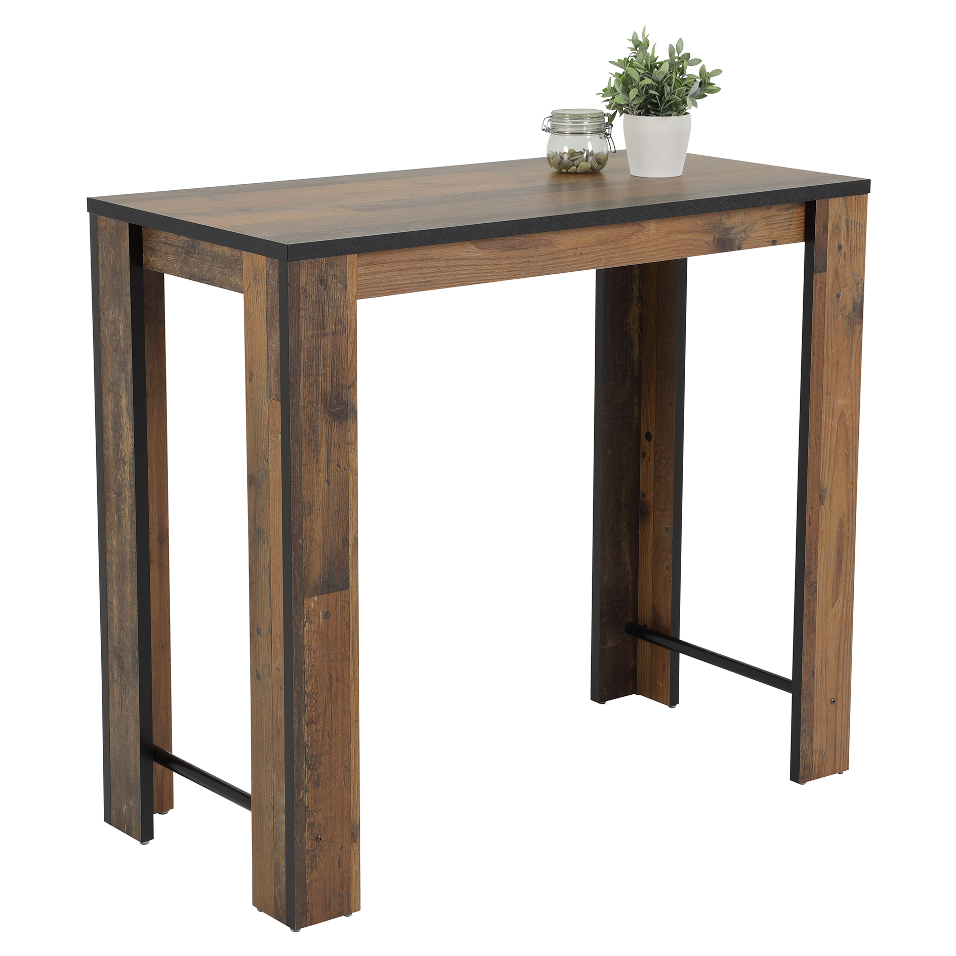 Bartisch - Oldwood - schwarz - 120 cm