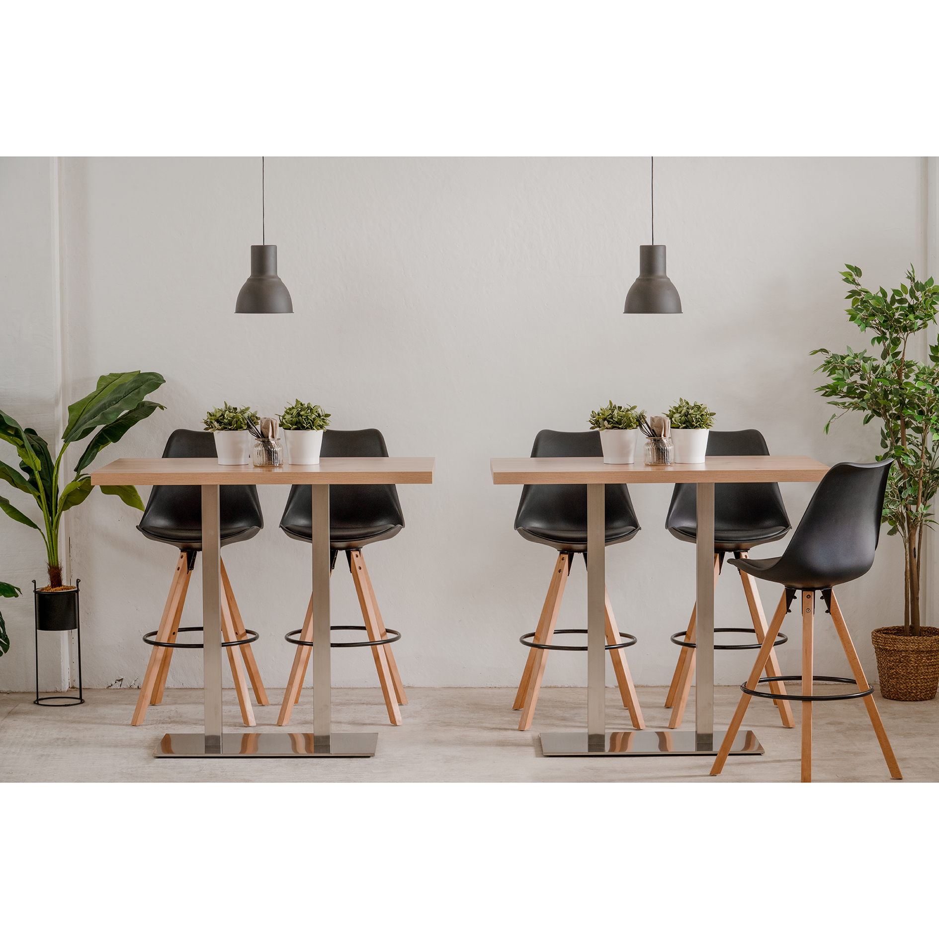 Bartisch QUADRATO - Artisan Eiche - Edelstahl - Doppelsäule