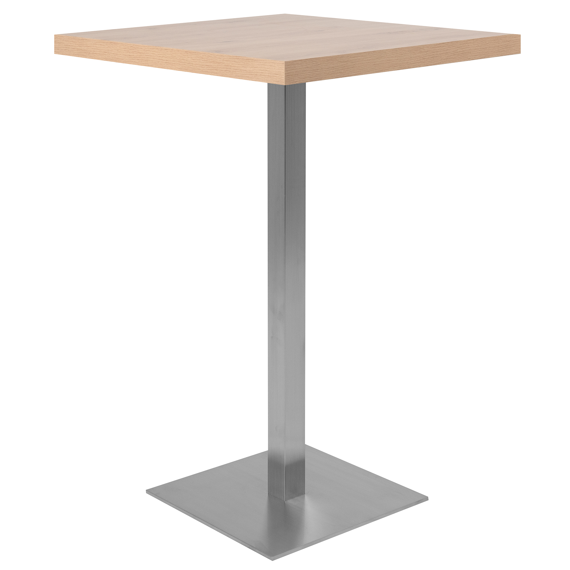 Bartisch QUADRATO - Artisan Eiche - Edelstahl - Säulengestell