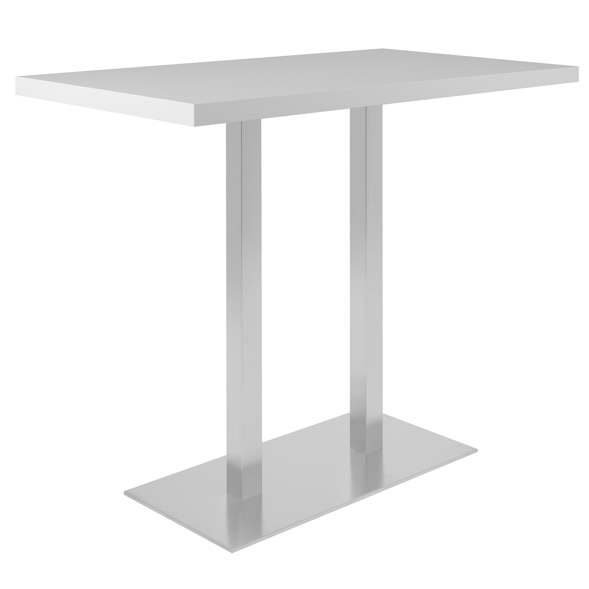 Bartisch QUADRATO - weiß - Edelstahl - Doppelsäule