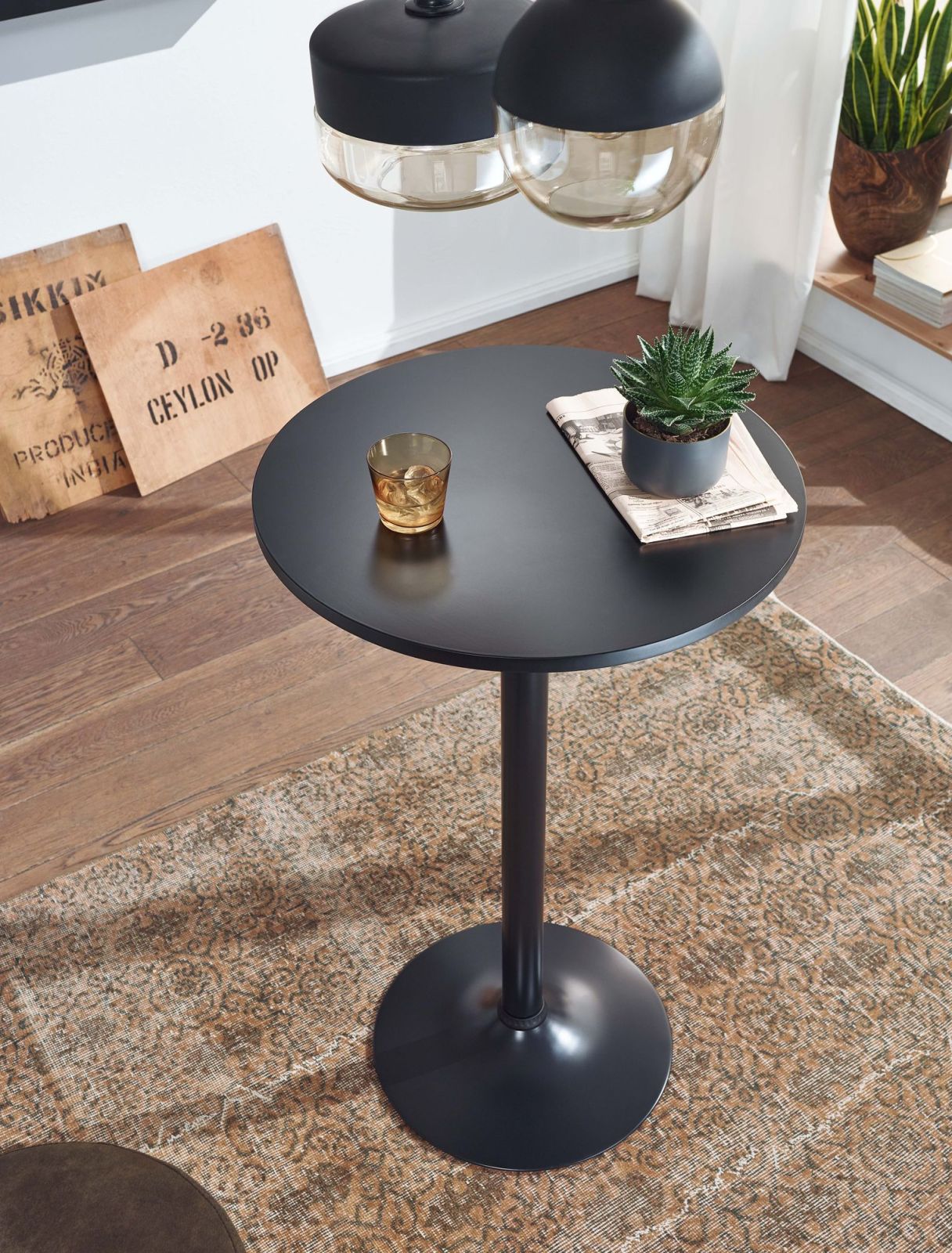 Bartisch - schwarz - Metall - 60 cm