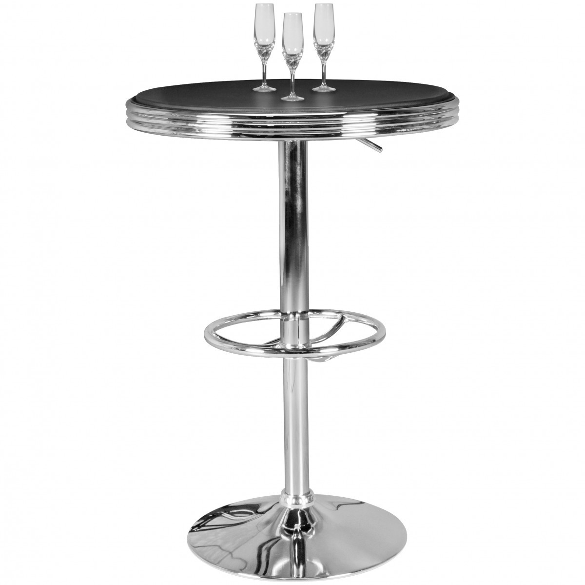 Bartisch - silber-schwarz - Kunstleder - 60x60 cm