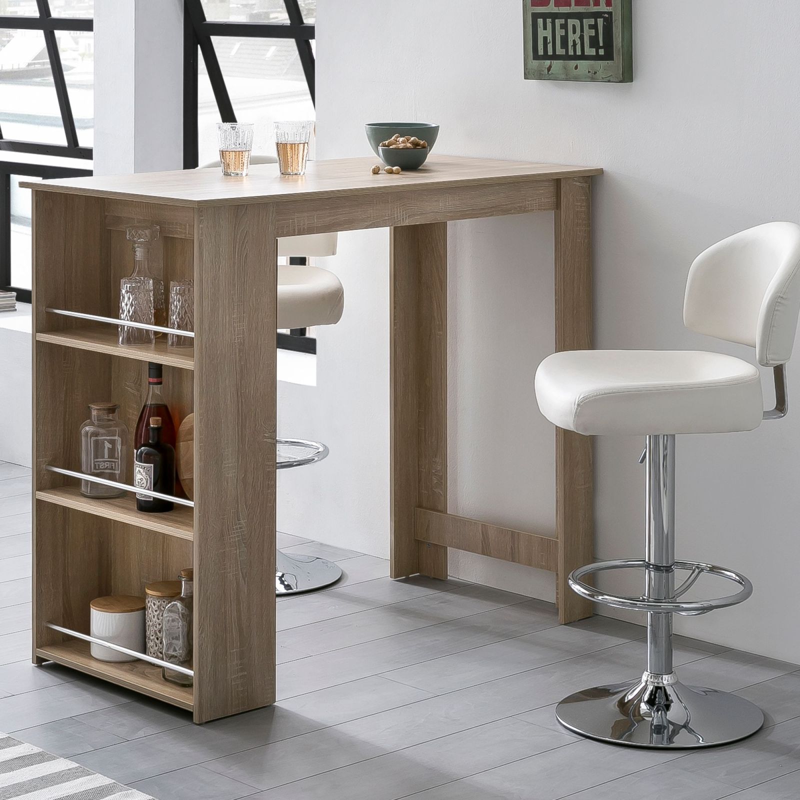 Bartisch - Sonoma Eiche - 3 Regale - 120 cm
