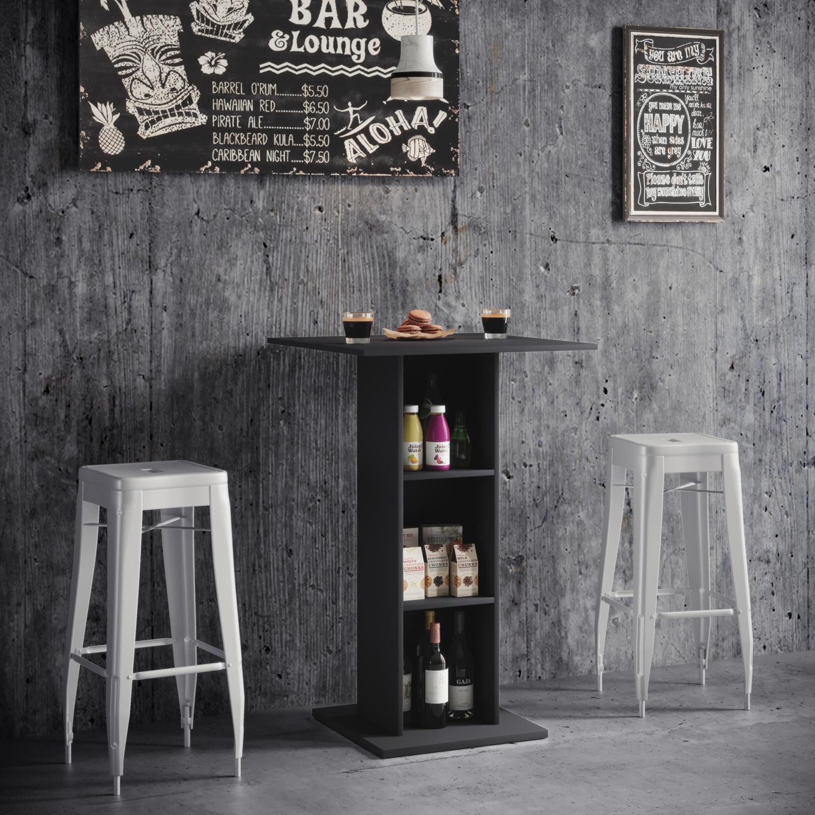Bartisch STANDOS - schwarz - 3 Ablagen - 70 cm