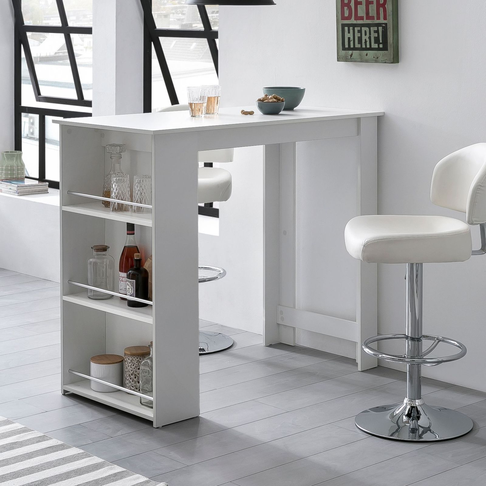Bartisch - weiß - melaminbeschichtet - 120x106 cm 