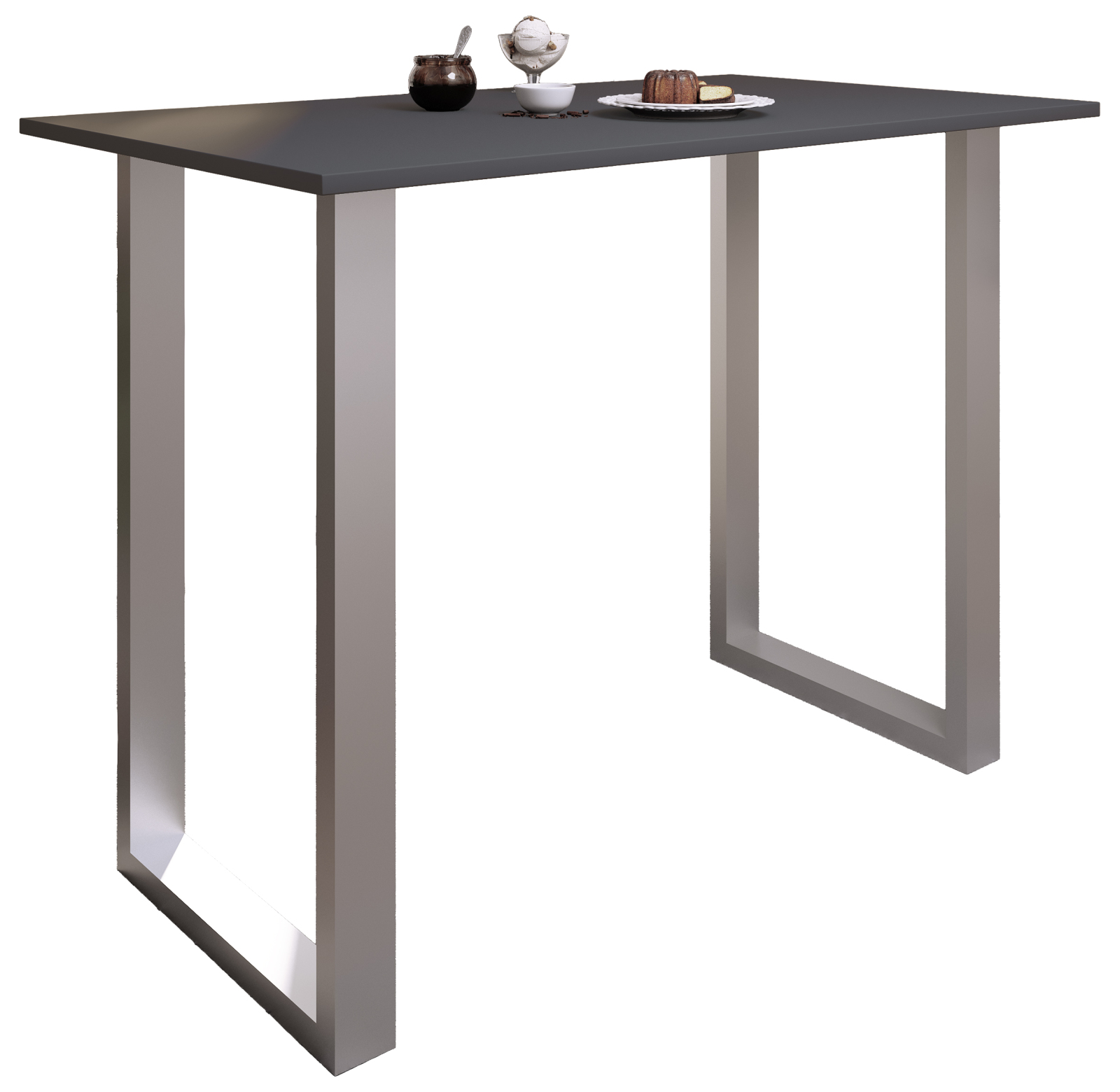 Bartisch XONA - anthrazit-silber - U-Gestell - 140x80 cm